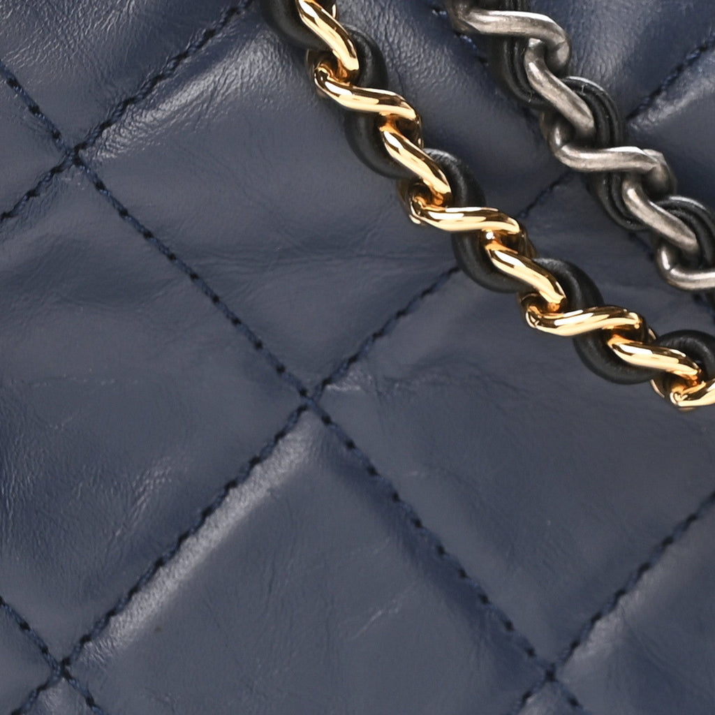 Aged Calfskin Quilted Small Gabrielle Hobo Navy Black