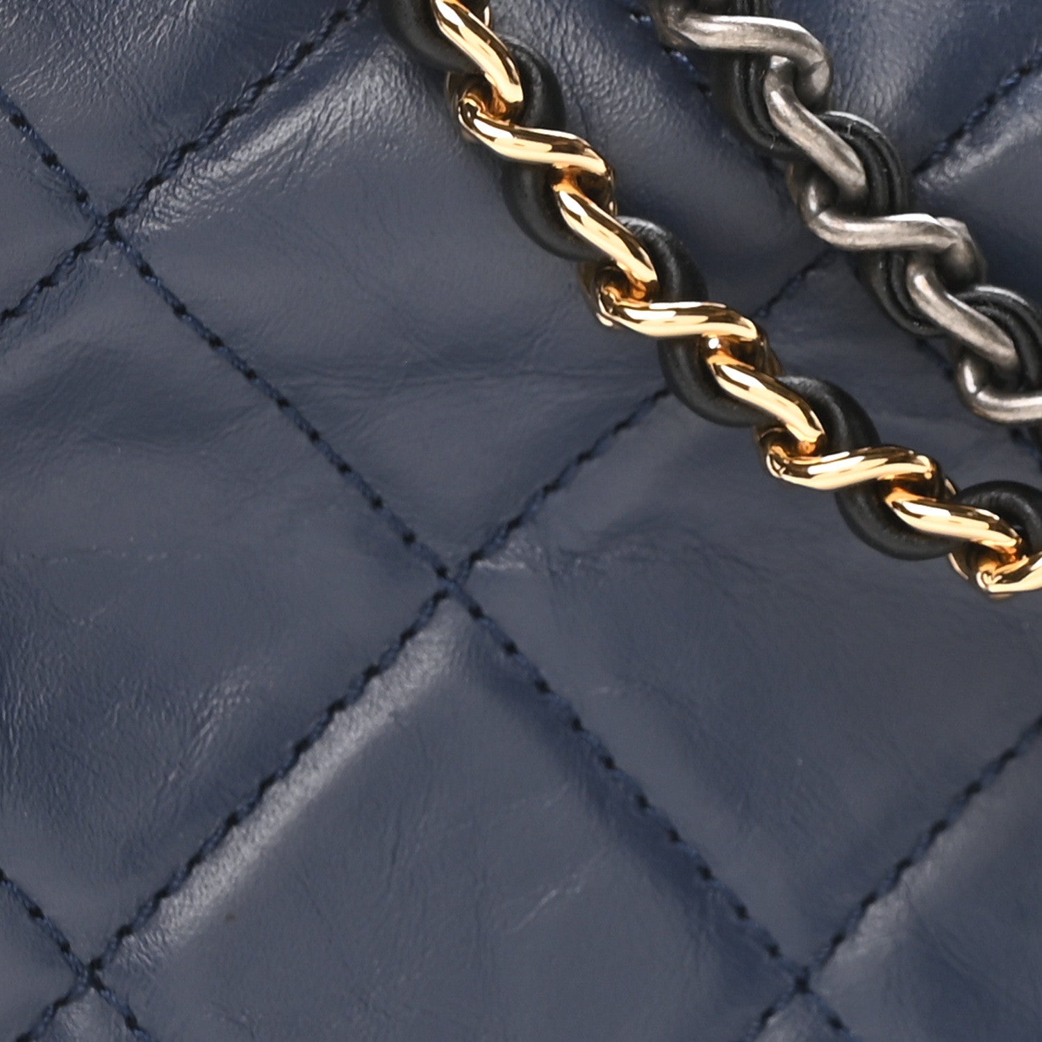 Aged Calfskin Quilted Small Gabrielle Hobo Navy Black