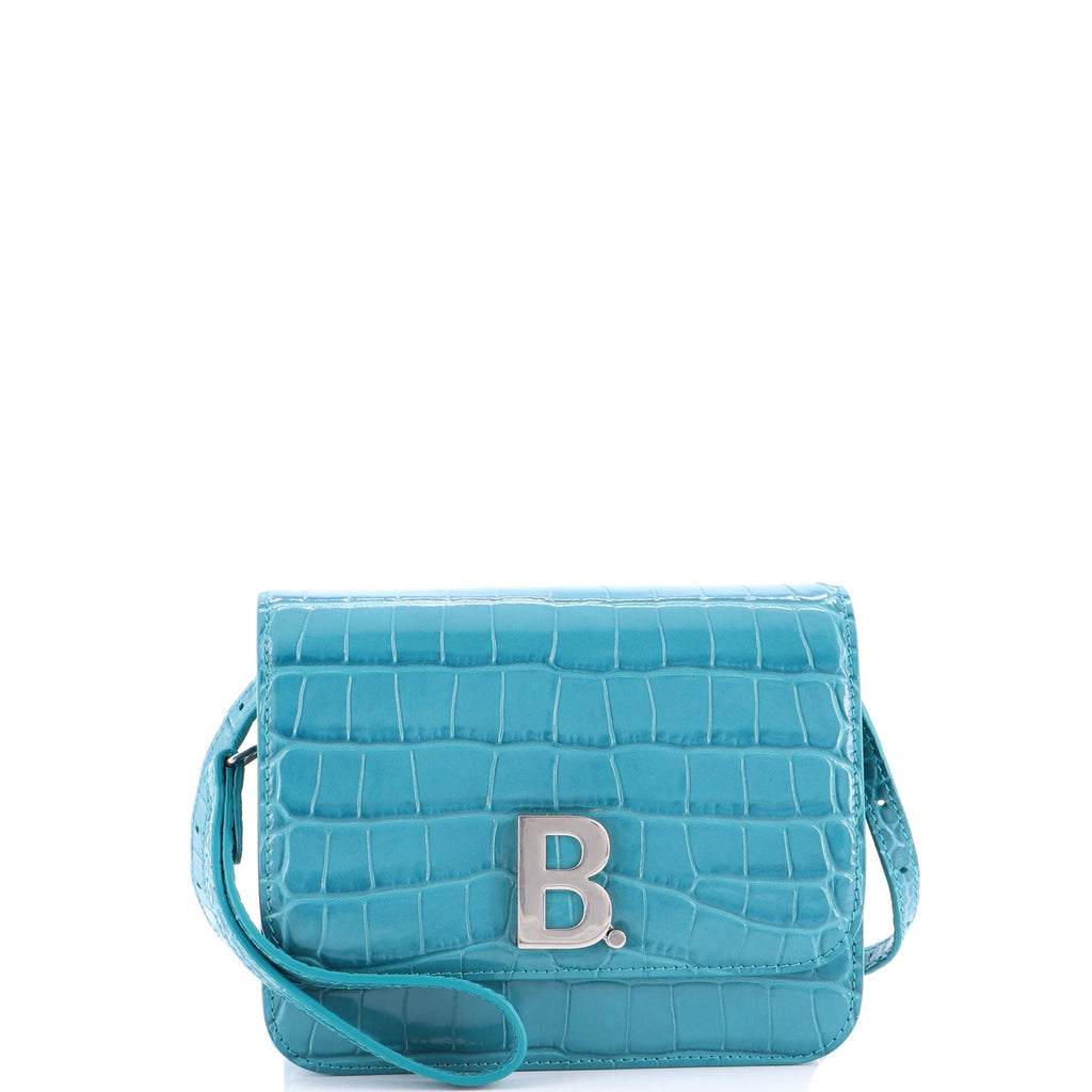 B. Dot Flap Bag Crocodile Embossed Leather Small