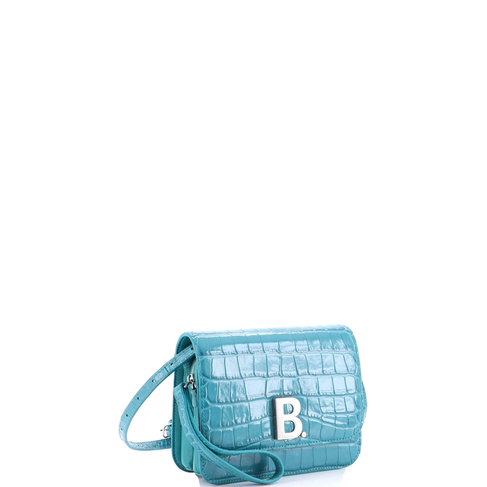 B. Dot Flap Bag Crocodile Embossed Leather Small