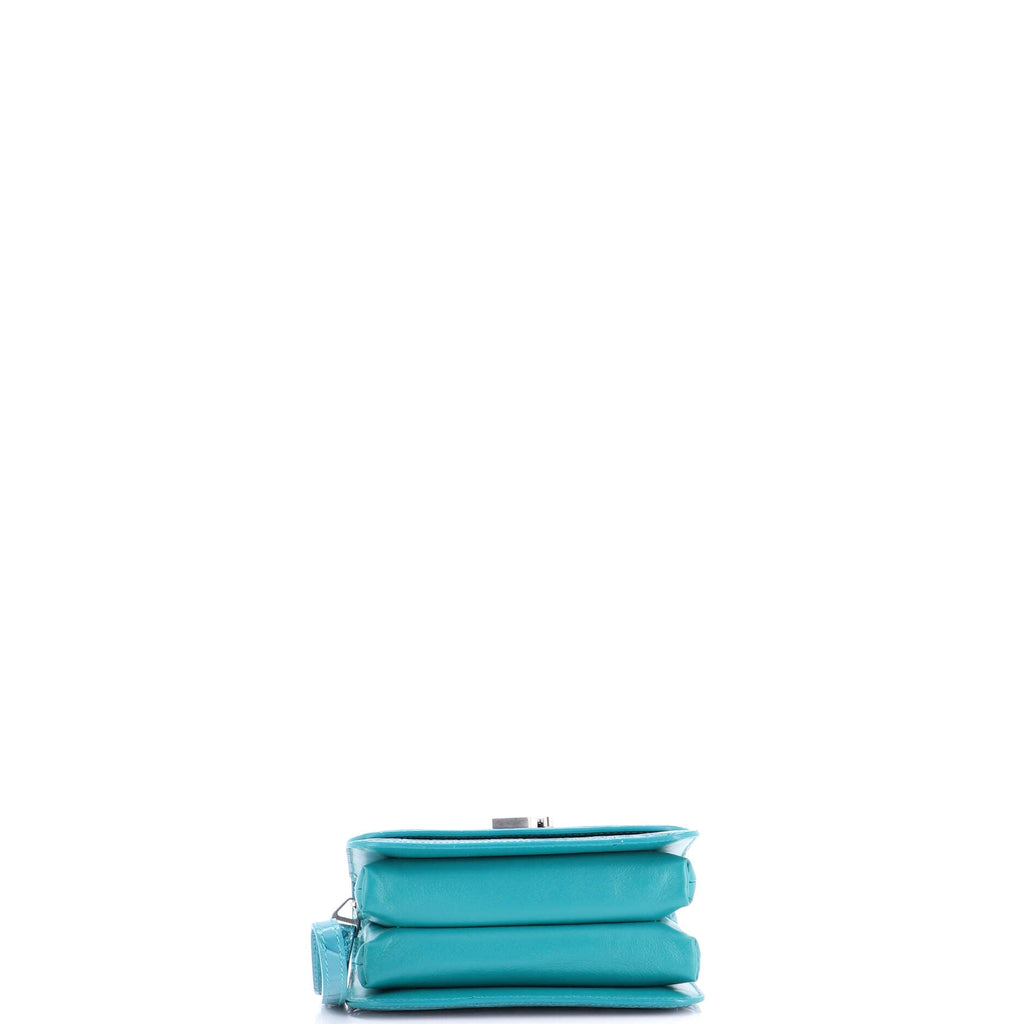 B. Dot Flap Bag Crocodile Embossed Leather Small