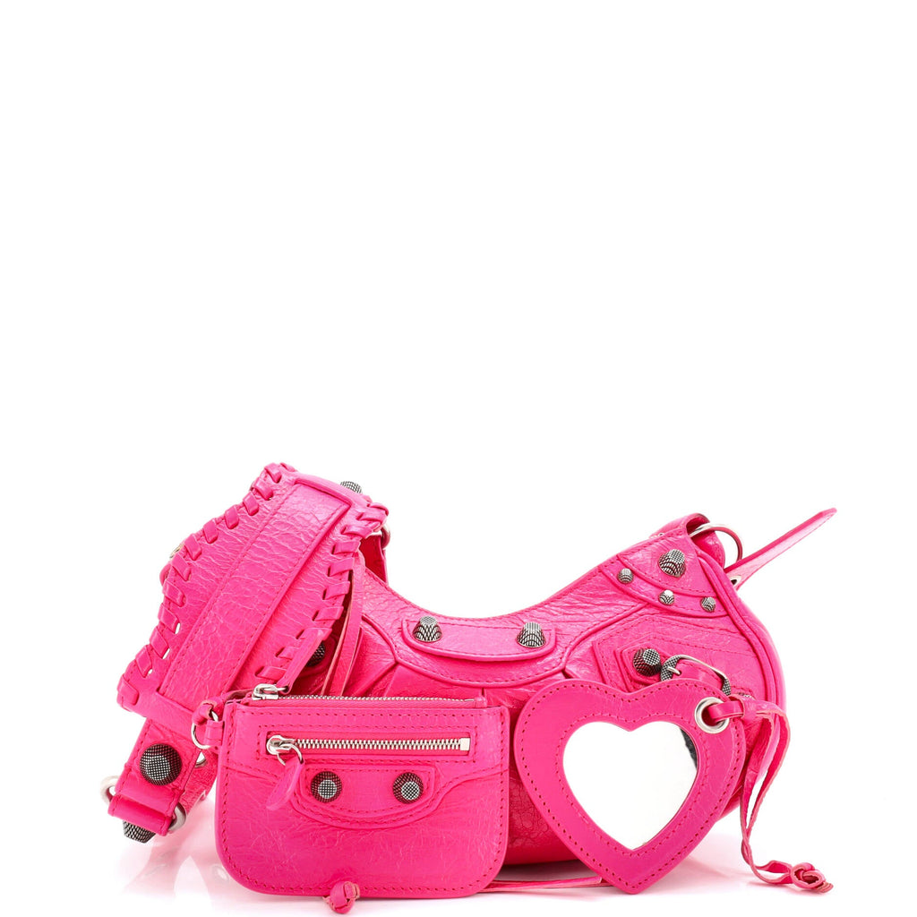 Le Cagole Giant Studs Shoulder Bag Leather XS