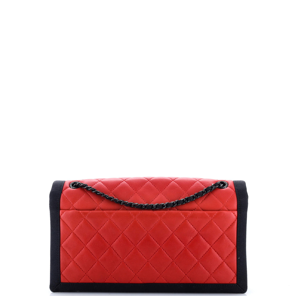 Two Tone Flap Bag Quilted Lambskin with Grosgrain Medium