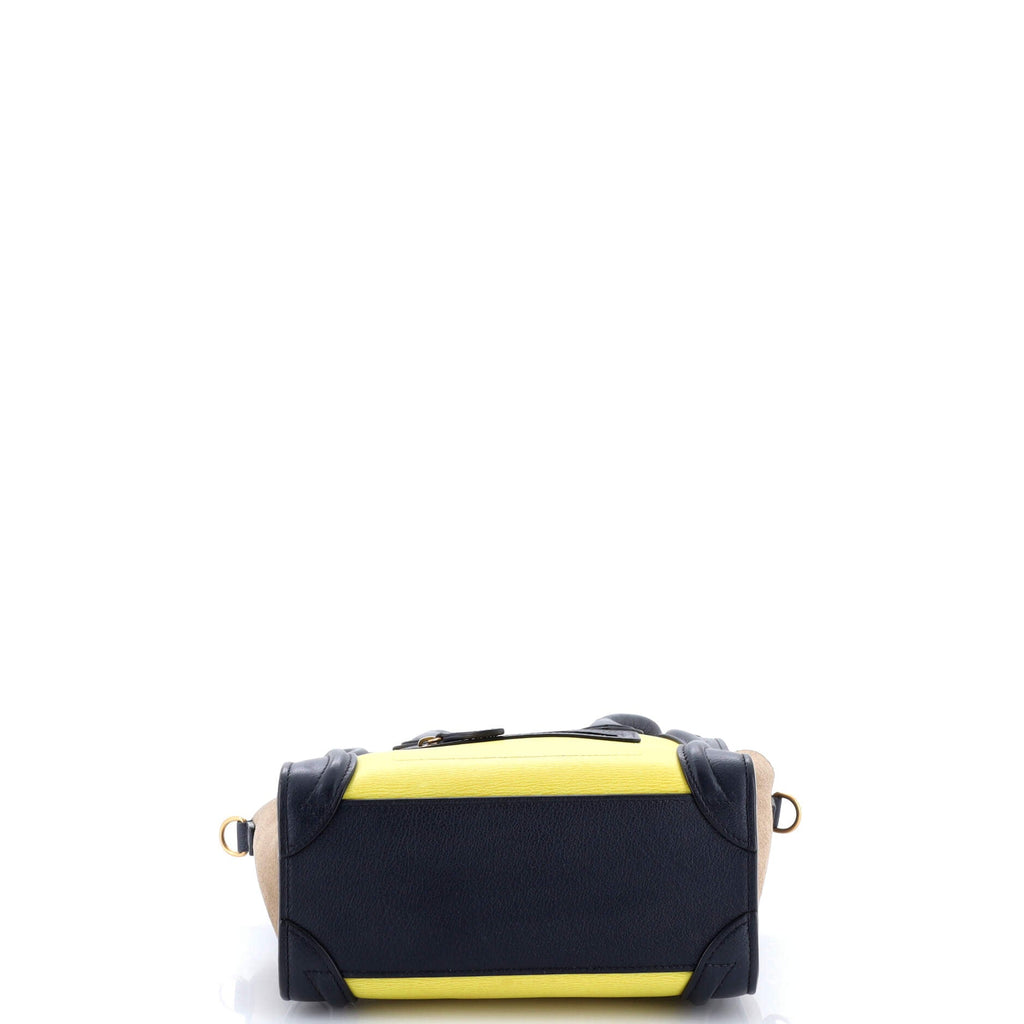 Tricolor Luggage Bag Leather Nano