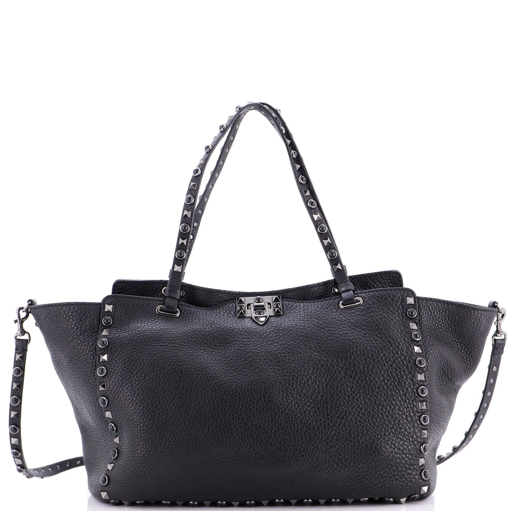 Rolling Rockstud Tote Leather with Cabochons Medium