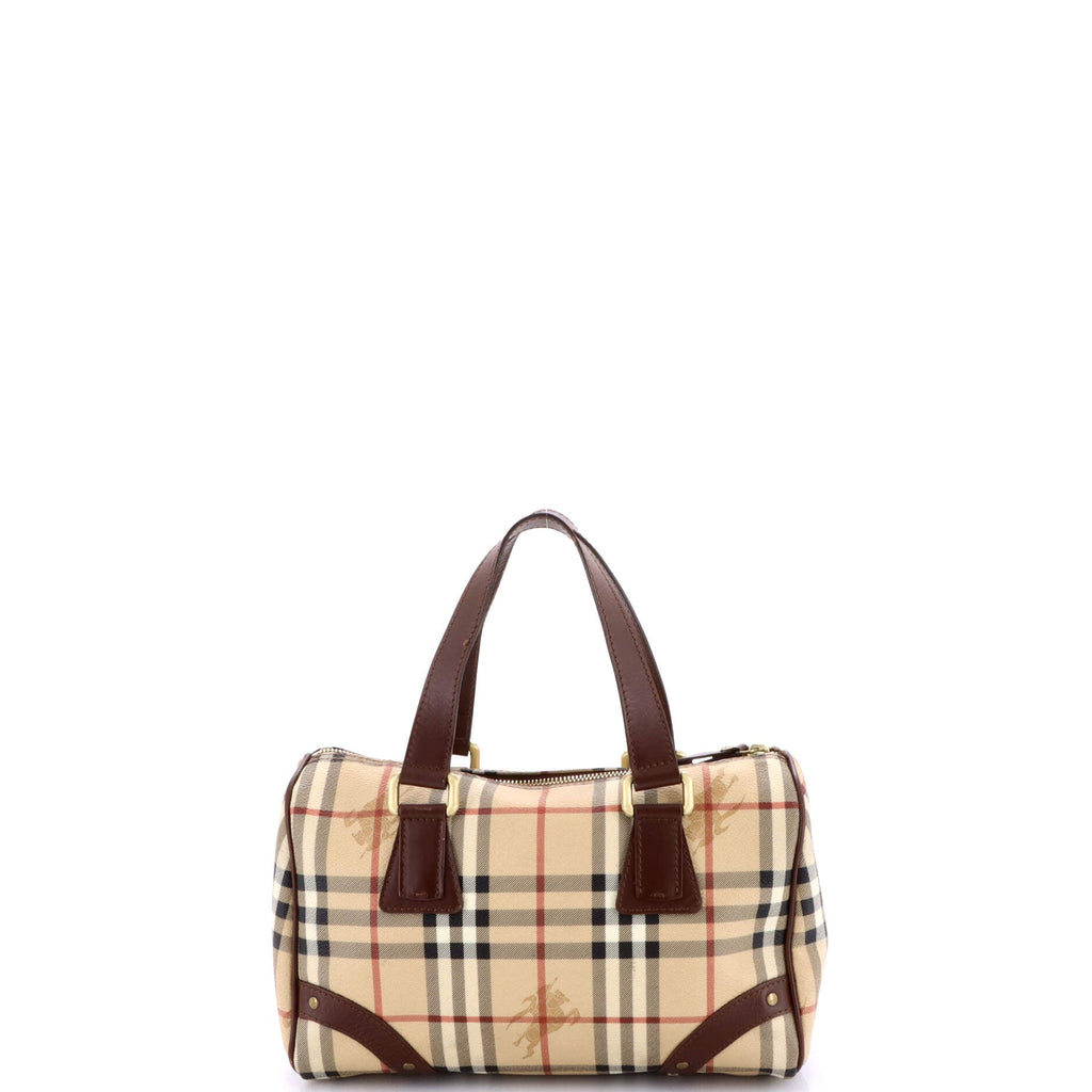 Vintage Boston Bag Haymarket Coated Canvas with Studded Leather Small