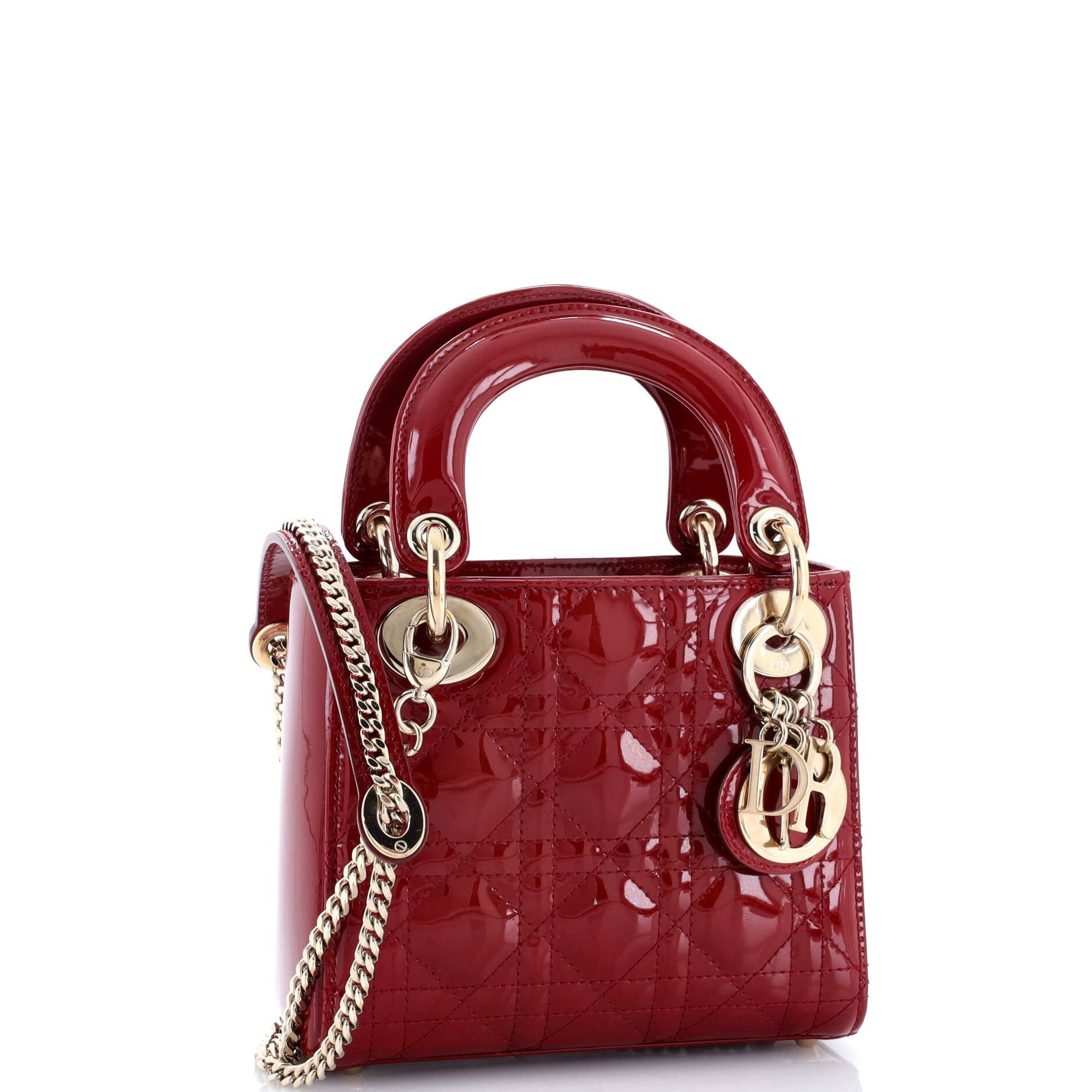 Lady Dior Chain Bag Cannage Quilt Patent Mini
