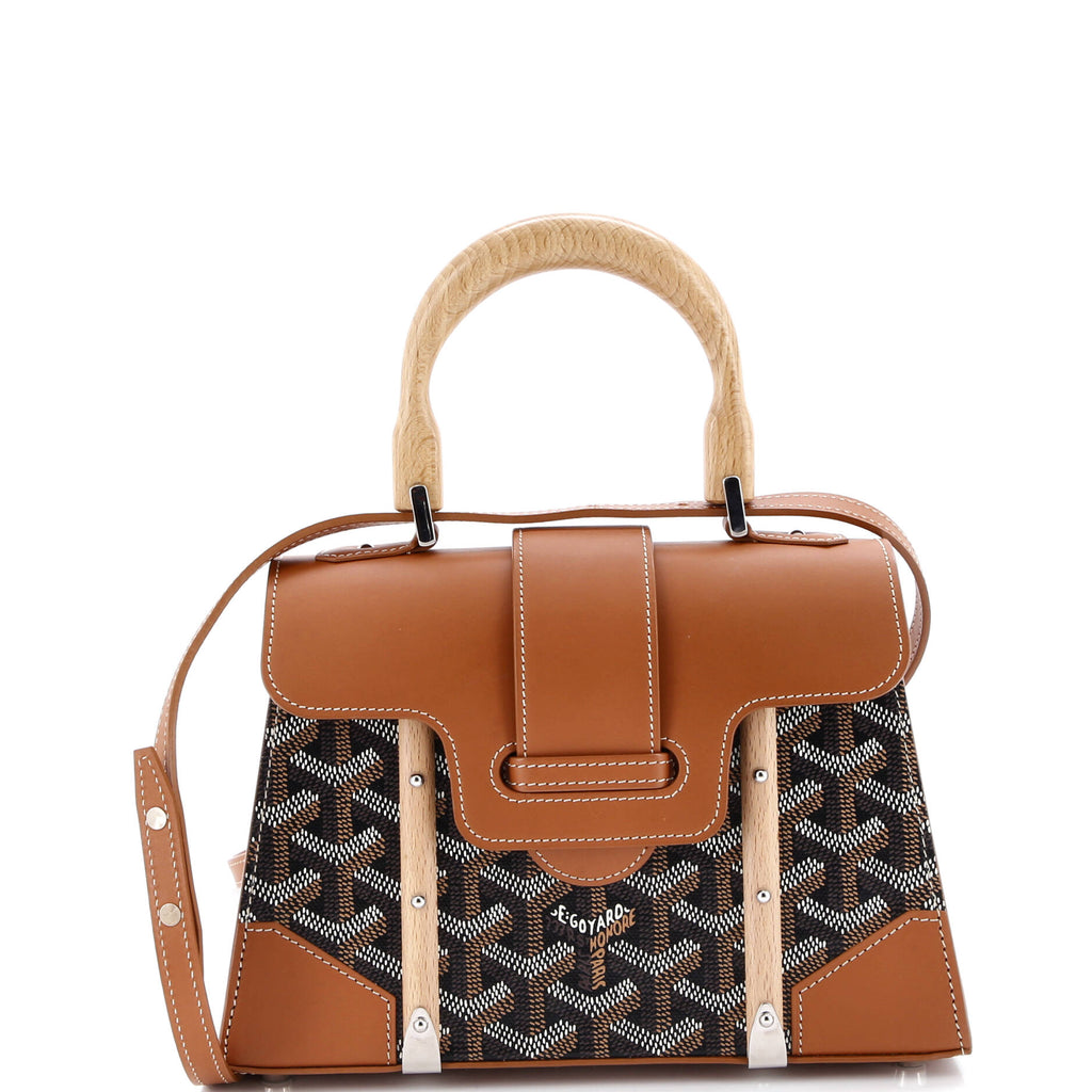 Structured Saigon Top Handle Bag Coated Canvas with Leather Mini