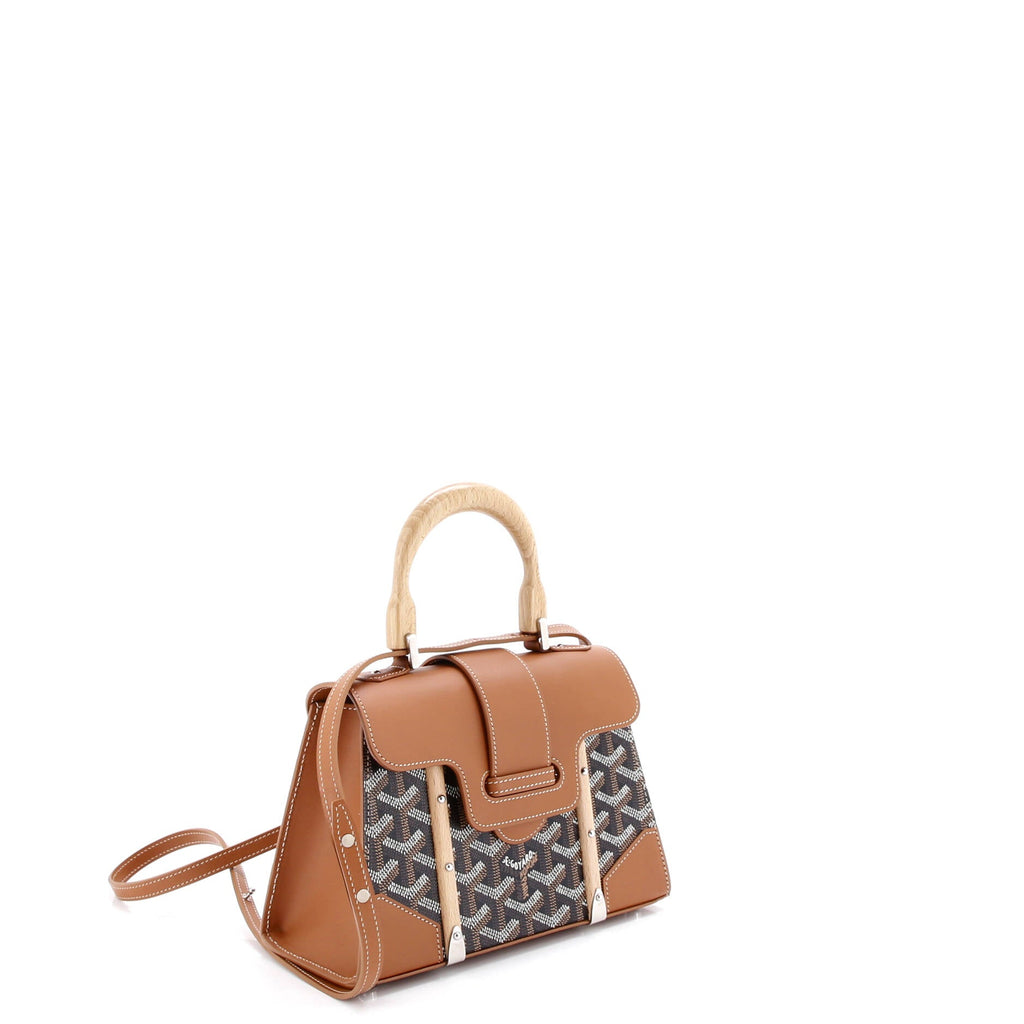 Structured Saigon Top Handle Bag Coated Canvas with Leather Mini