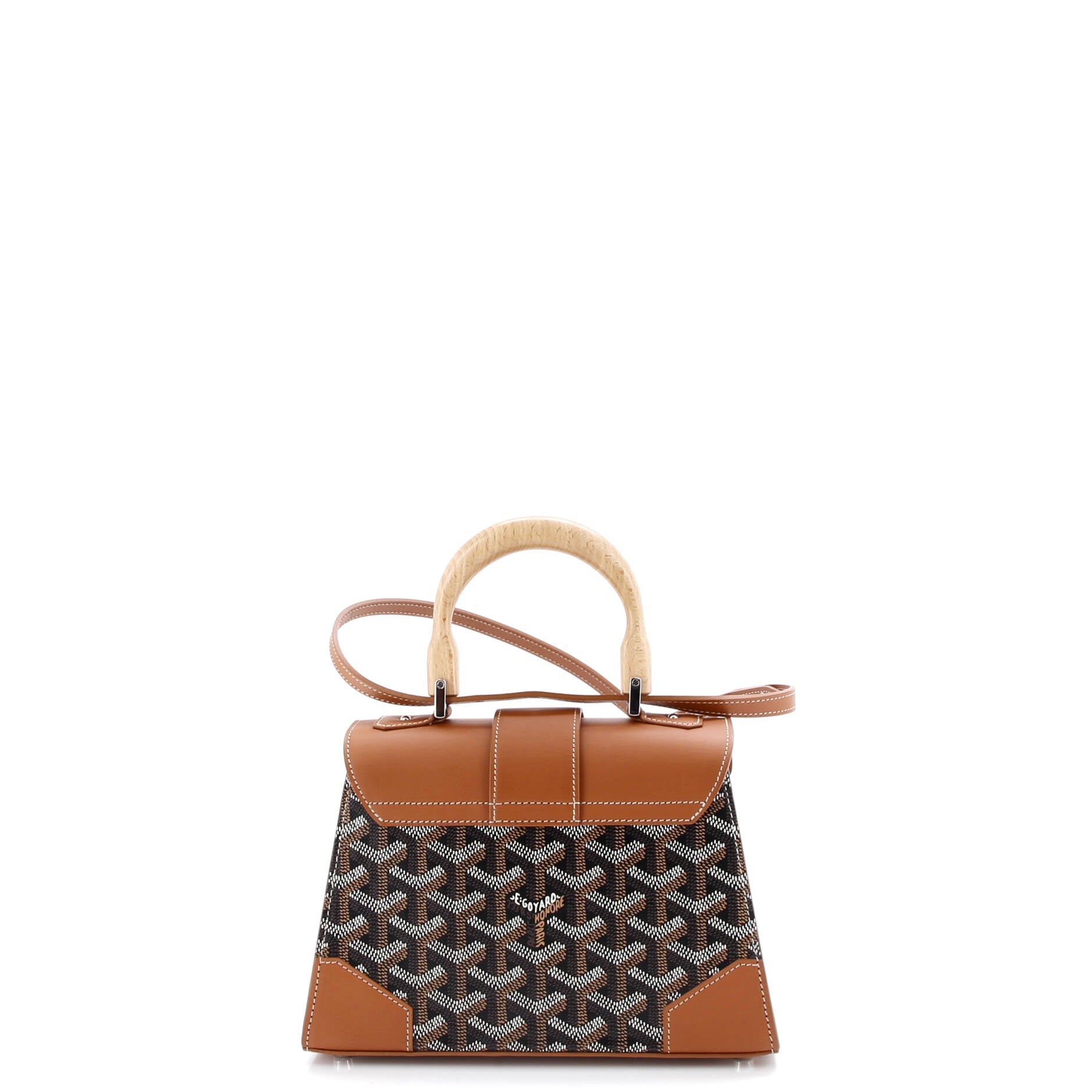 Structured Saigon Top Handle Bag Coated Canvas with Leather Mini