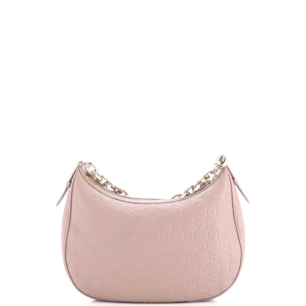 Emblem Half Moon Shoulder Bag GG Embossed Leather Large
