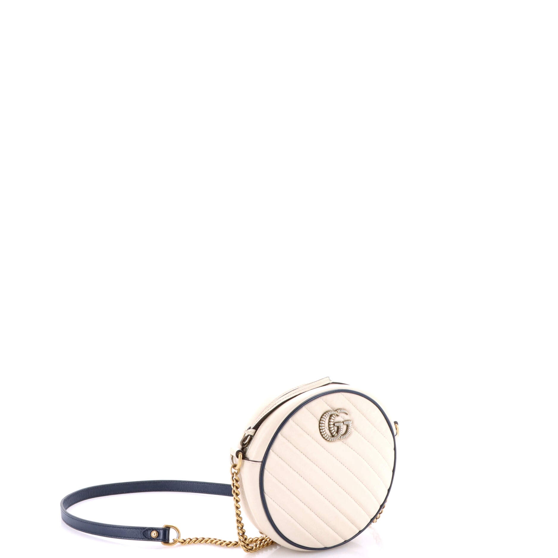 GG Marmont Round Shoulder Bag Diagonal Quilted Leather Mini