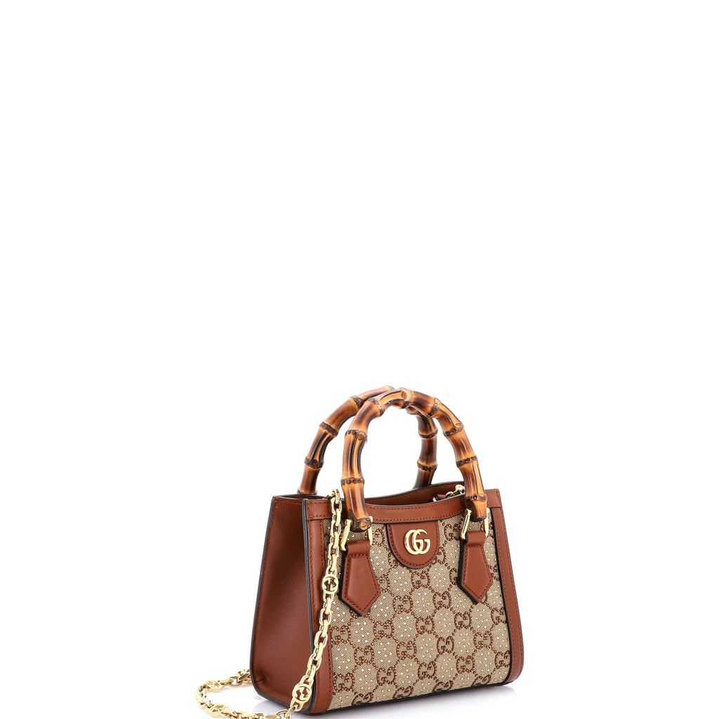 Diana NM Bamboo Handle Tote Crystal Embellished GG Canvas Mini