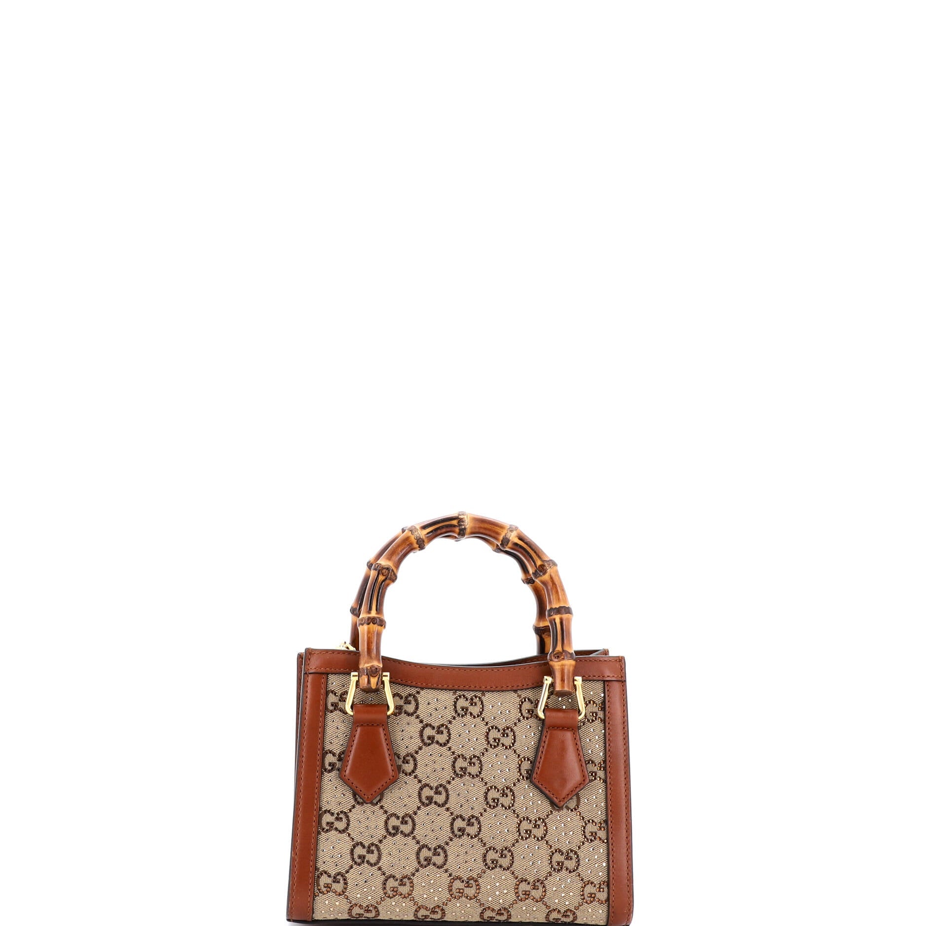 Diana NM Bamboo Handle Tote Crystal Embellished GG Canvas Mini