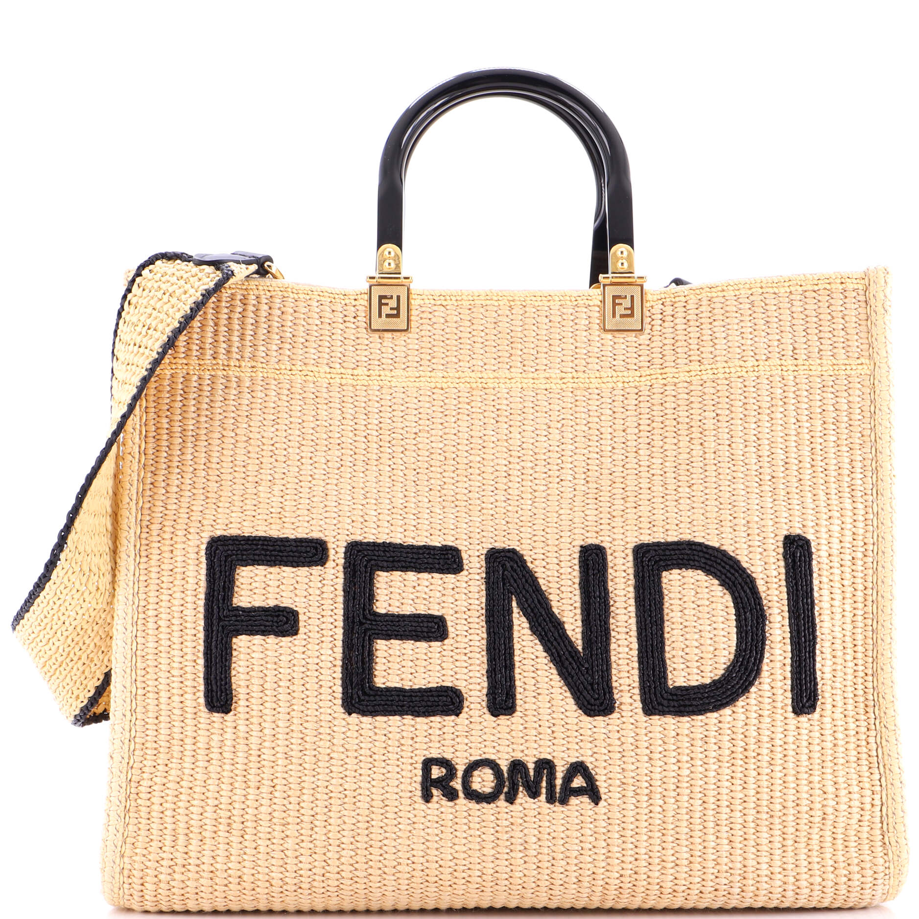 Sunshine Shopper Tote Woven Raffia Medium
