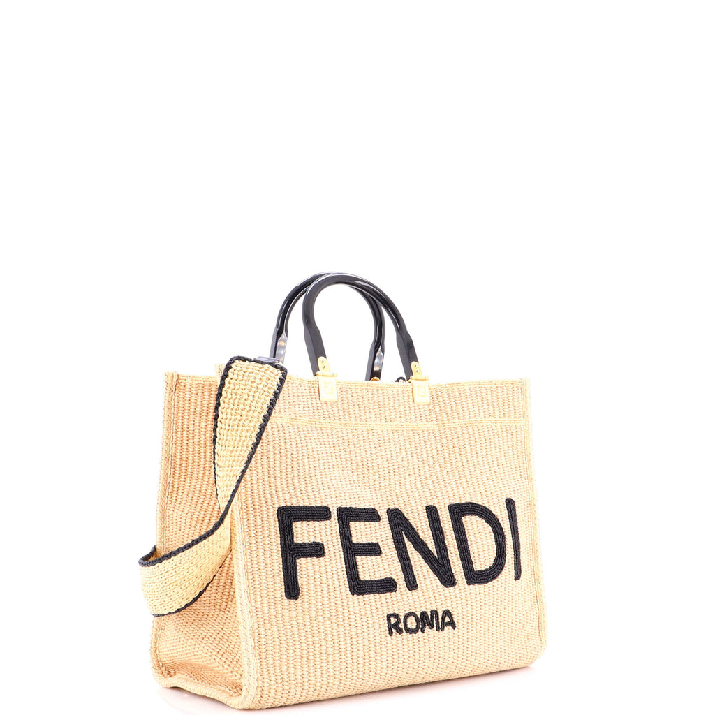 Sunshine Shopper Tote Woven Raffia Medium