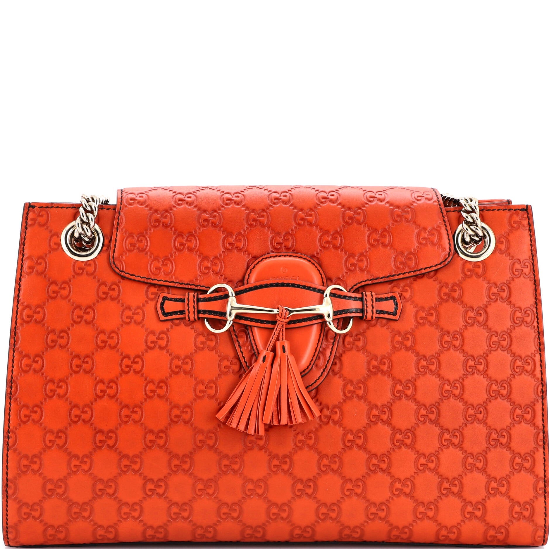 Emily Chain Flap Shoulder Bag Guccissima Leather Large