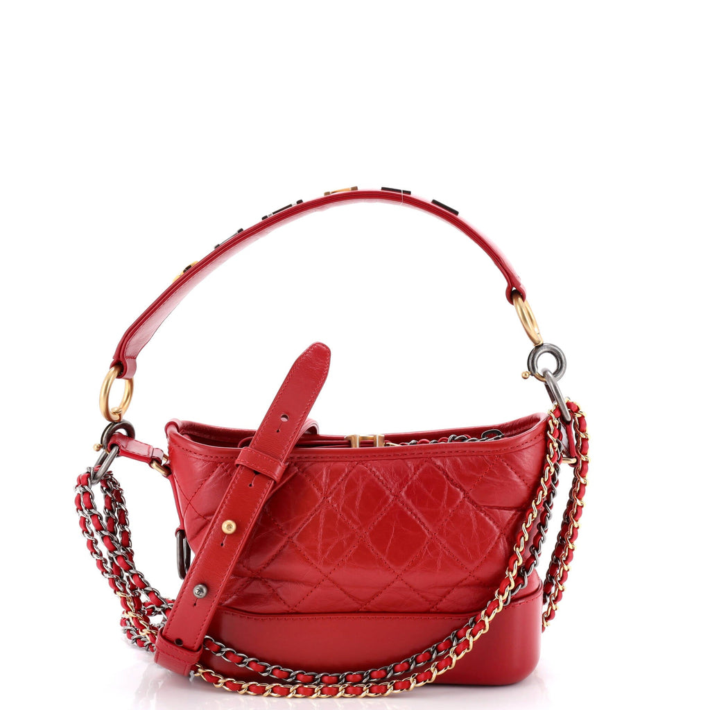 Gabrielle Hobo with Logo Handle Quilted Aged Calfskin Small