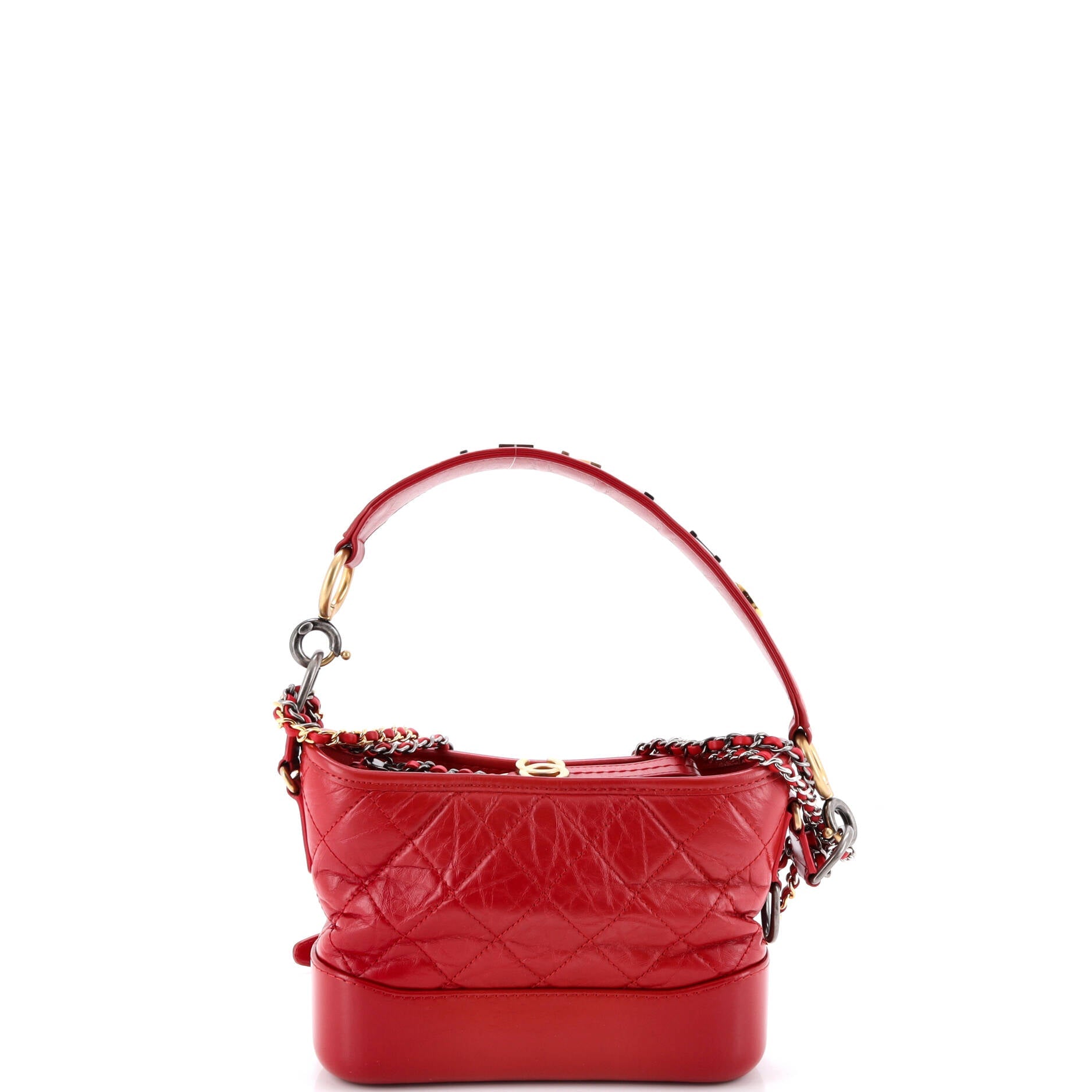 Gabrielle Hobo with Logo Handle Quilted Aged Calfskin Small