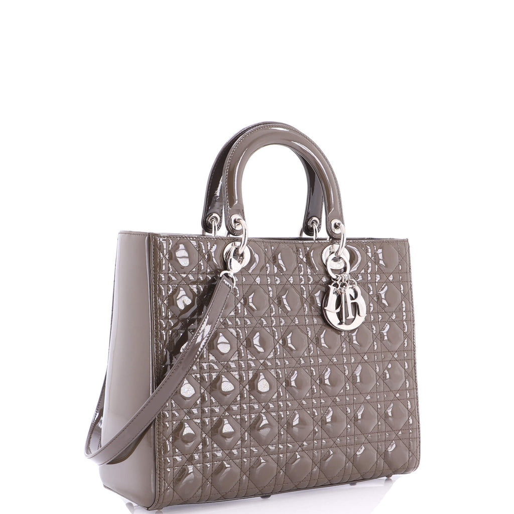 Lady Dior Bag Cannage Quilt Patent Large