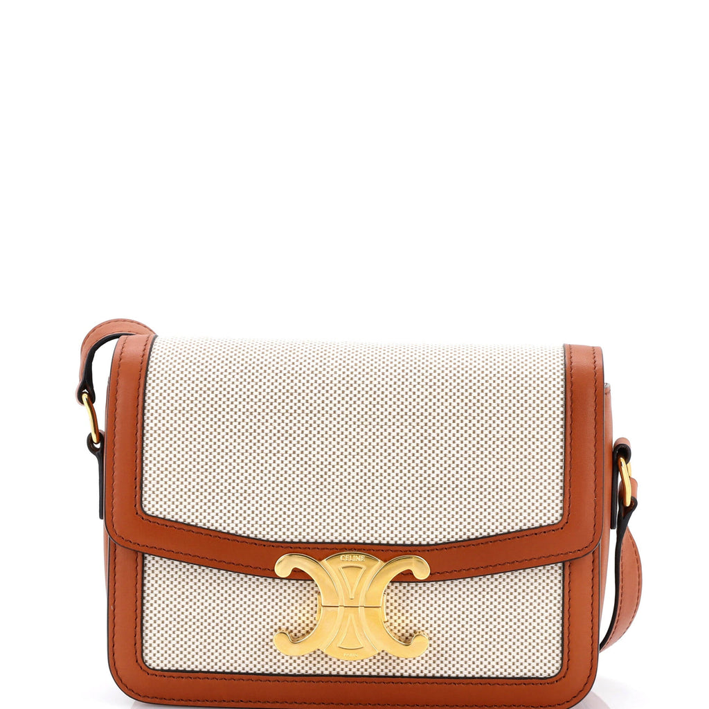 Triomphe Shoulder Bag Canvas with Leather Teen