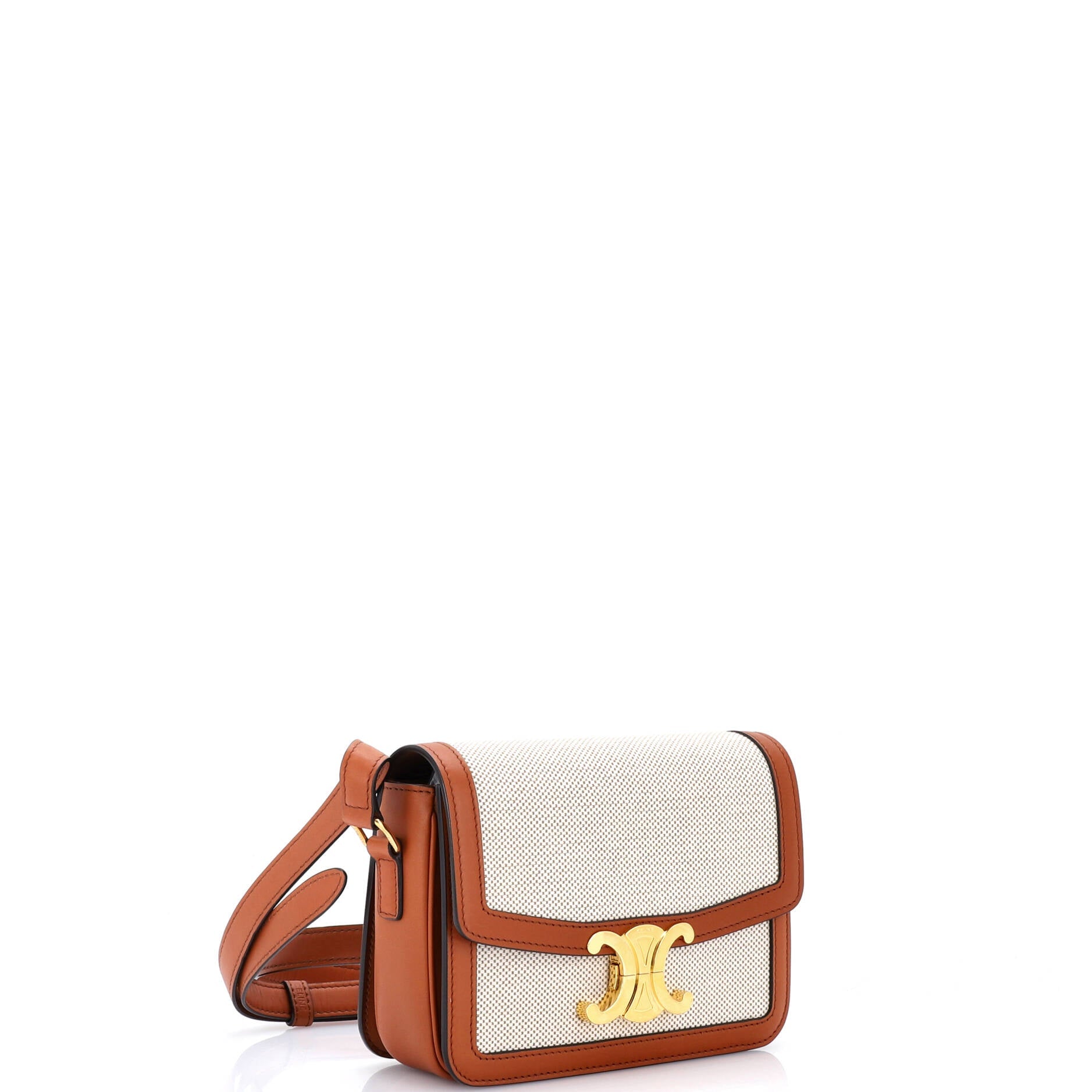 Triomphe Shoulder Bag Canvas with Leather Teen