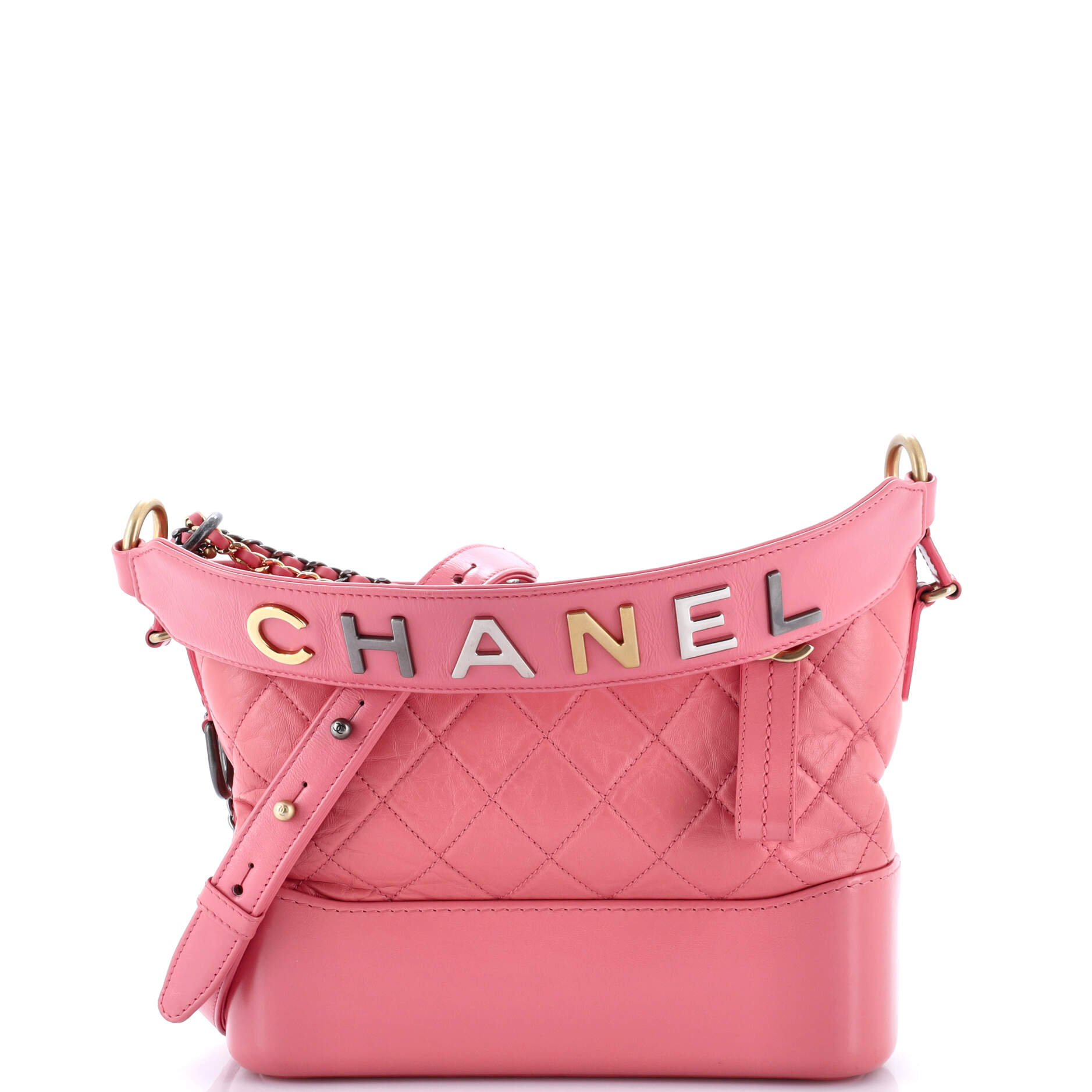 Gabrielle Hobo with Logo Handle Quilted Aged Calfskin Medium
