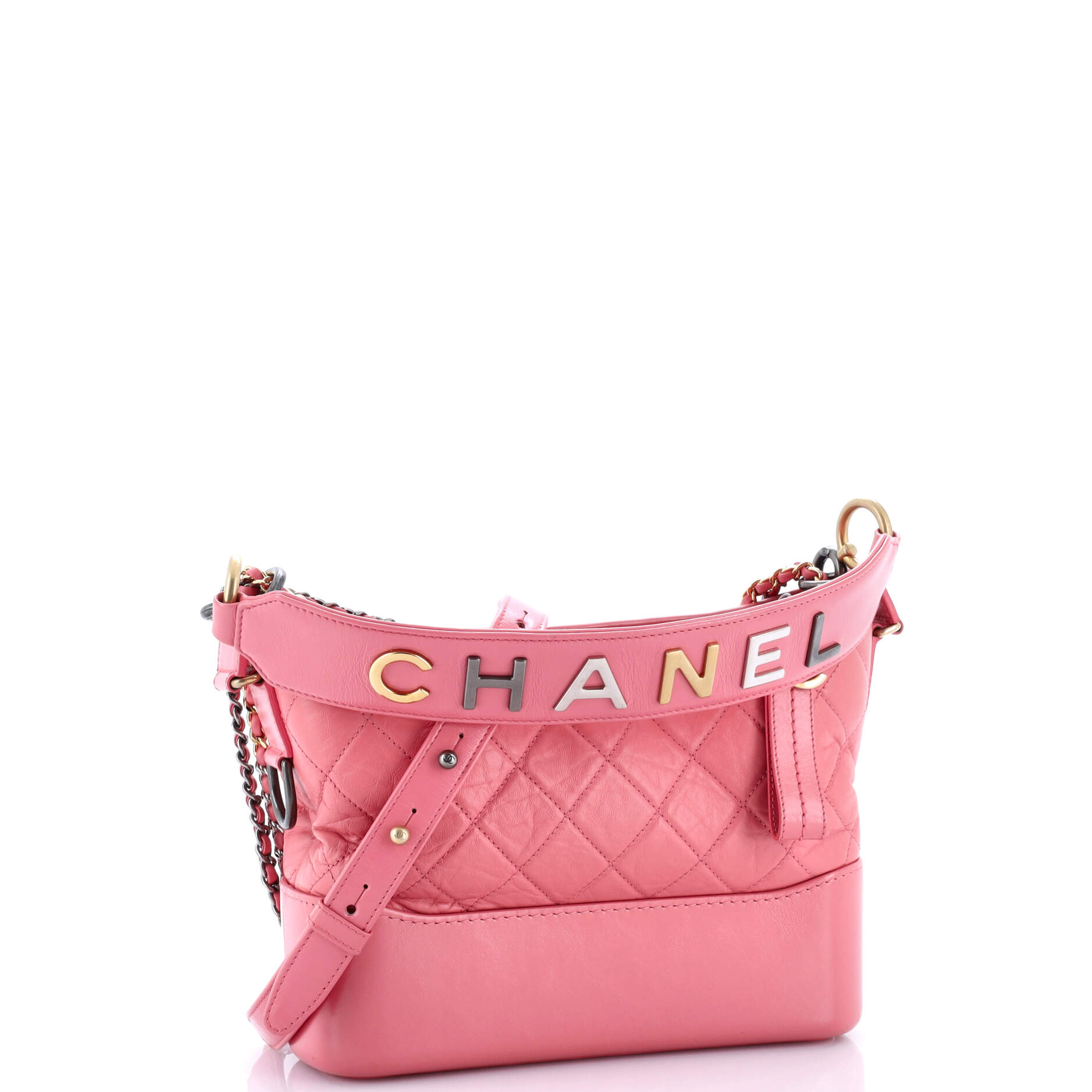 Gabrielle Hobo with Logo Handle Quilted Aged Calfskin Medium