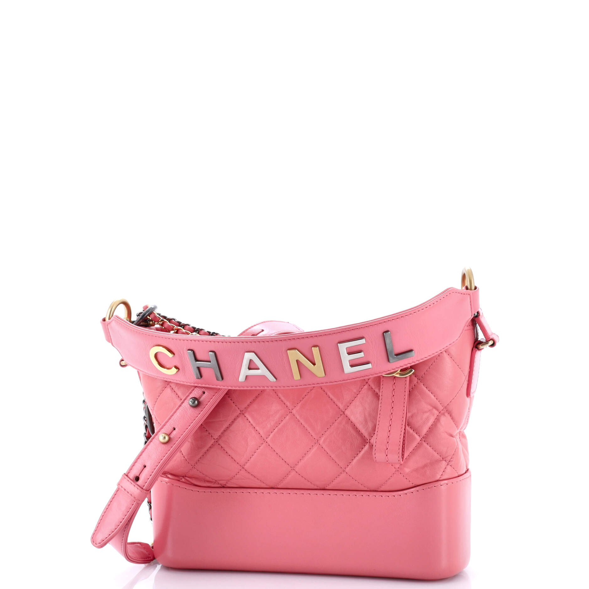 Gabrielle Hobo with Logo Handle Quilted Aged Calfskin Medium