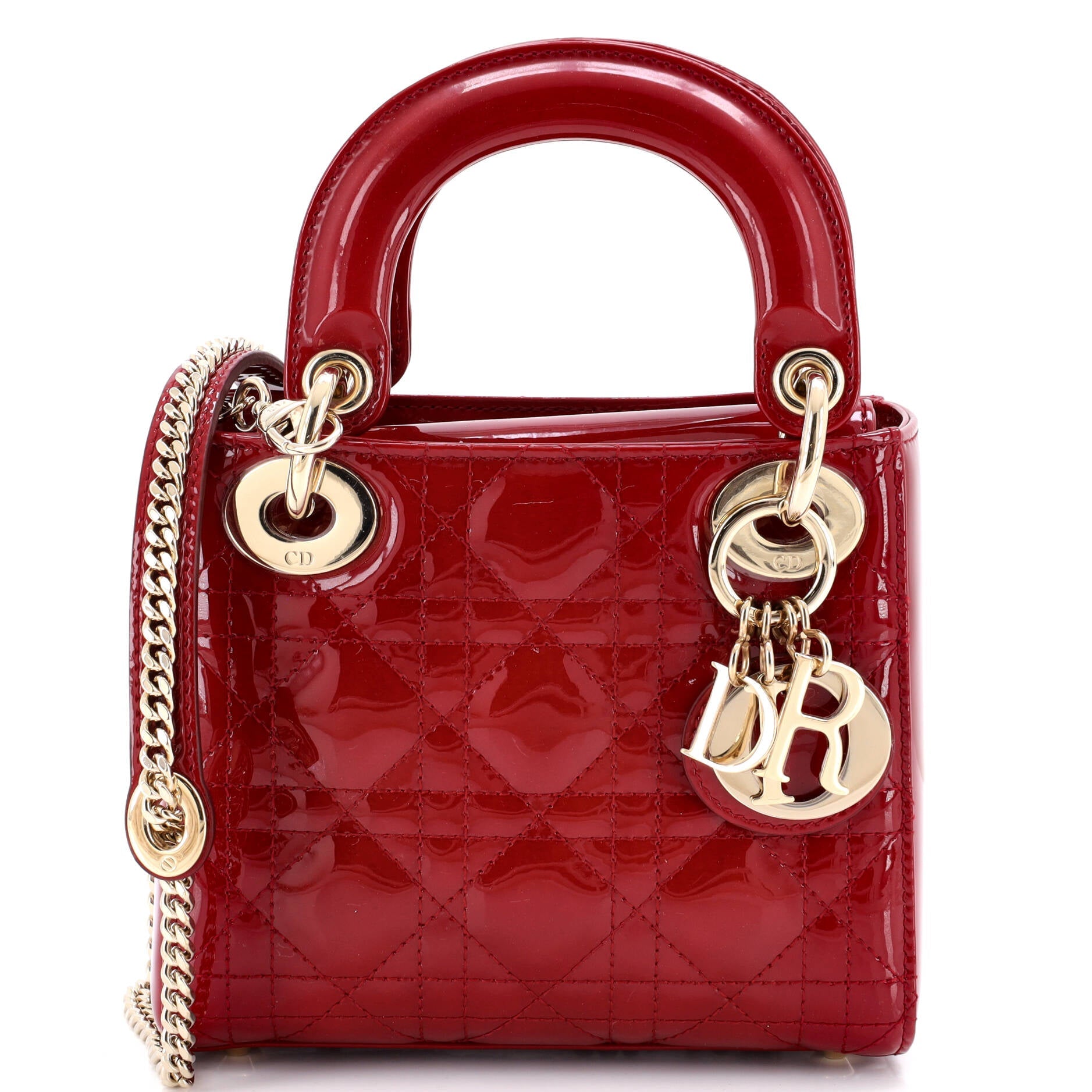 Lady Dior Chain Bag Cannage Quilt Patent Mini