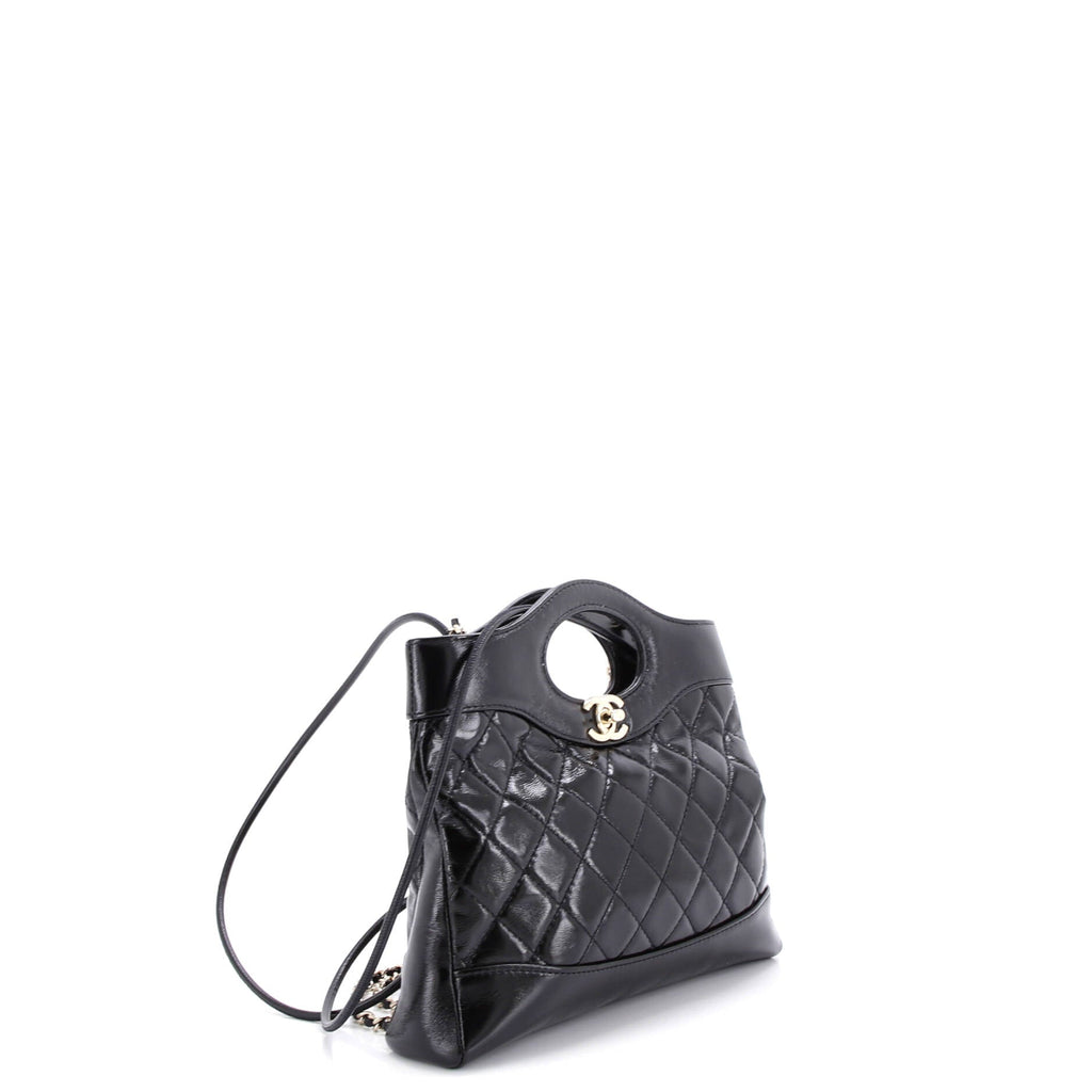 31 Shopping Bag Clutch with Chain Quilted Shiny Lambskin Small