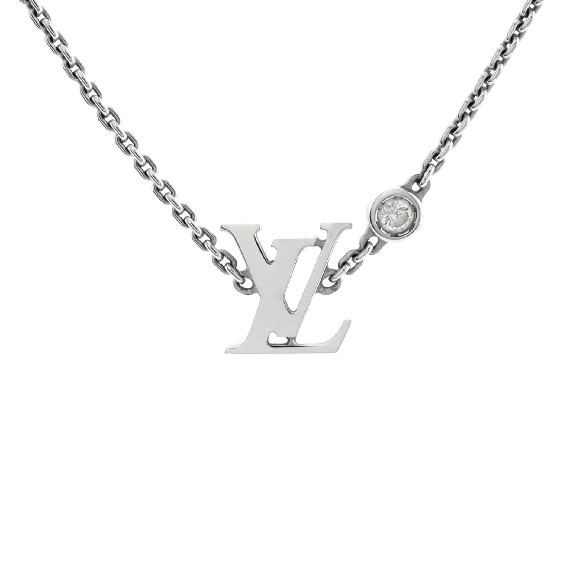 Idylle Blossom LV Pendant Necklace 18K White Gold with Diamond