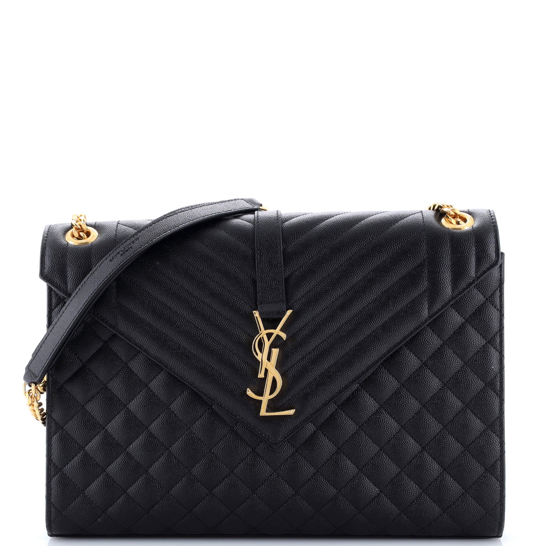 Classic Monogram Envelope Satchel Mixed Matelasse Leather Large
