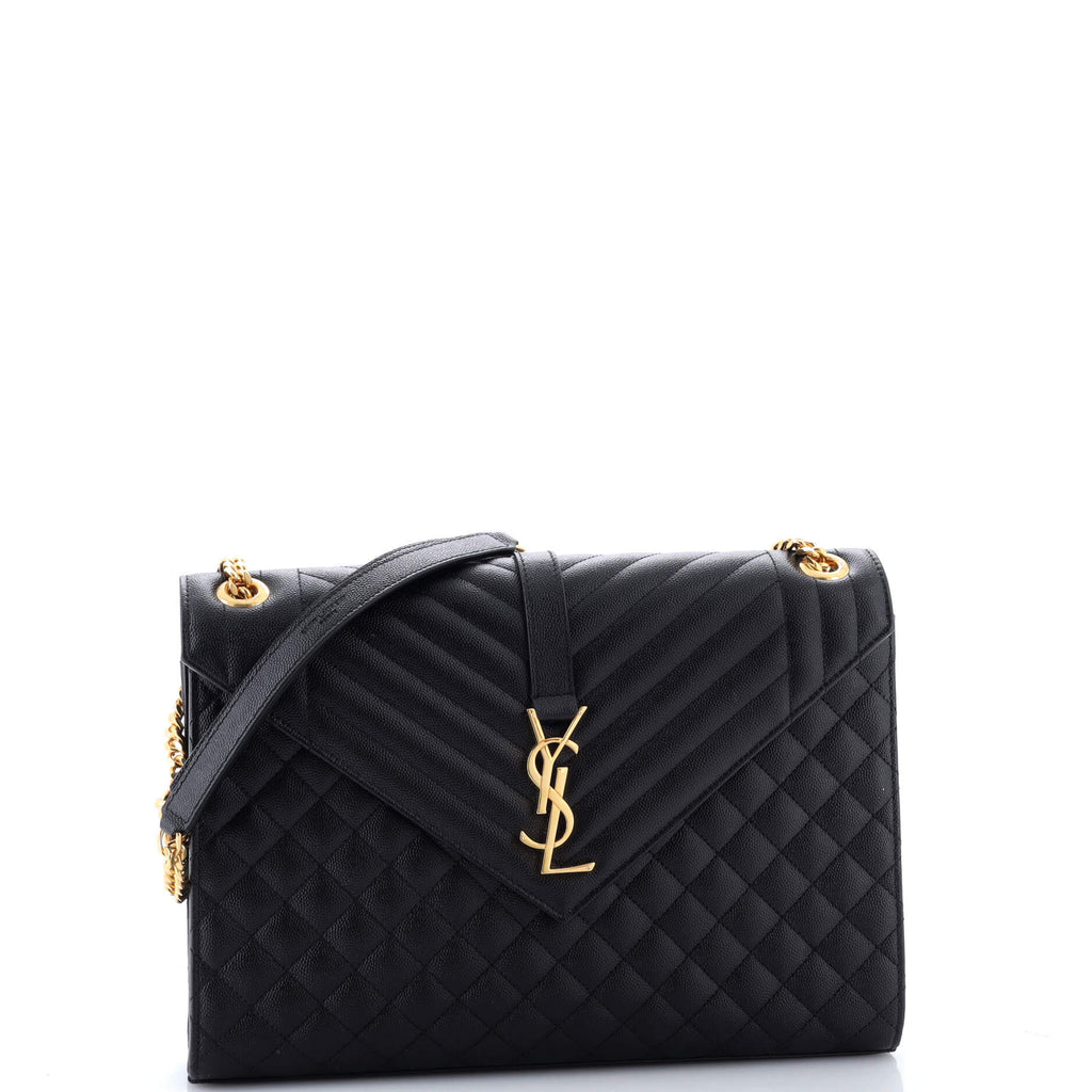 Classic Monogram Envelope Satchel Mixed Matelasse Leather Large