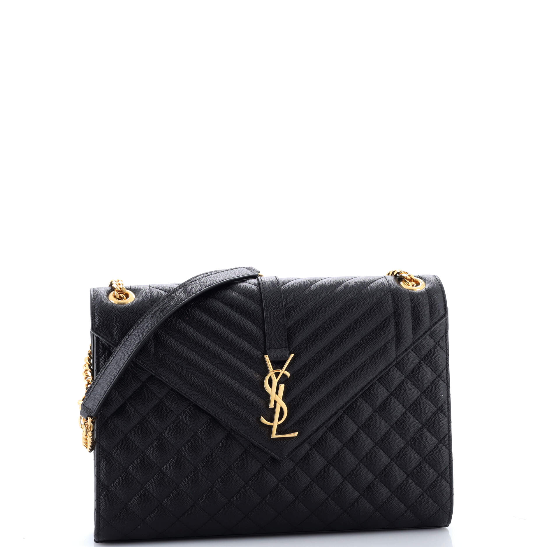 Classic Monogram Envelope Satchel Mixed Matelasse Leather Large