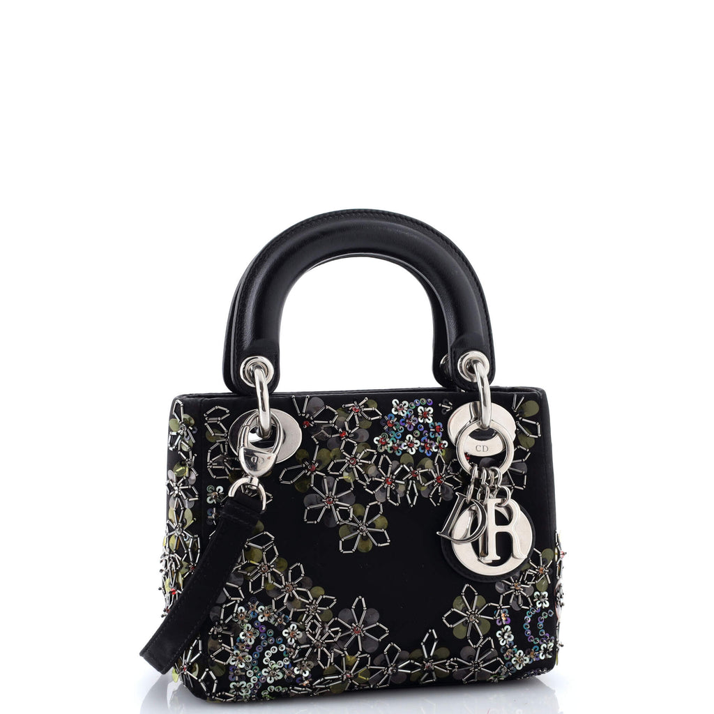 Lady Dior Bag Embellished Satin Mini