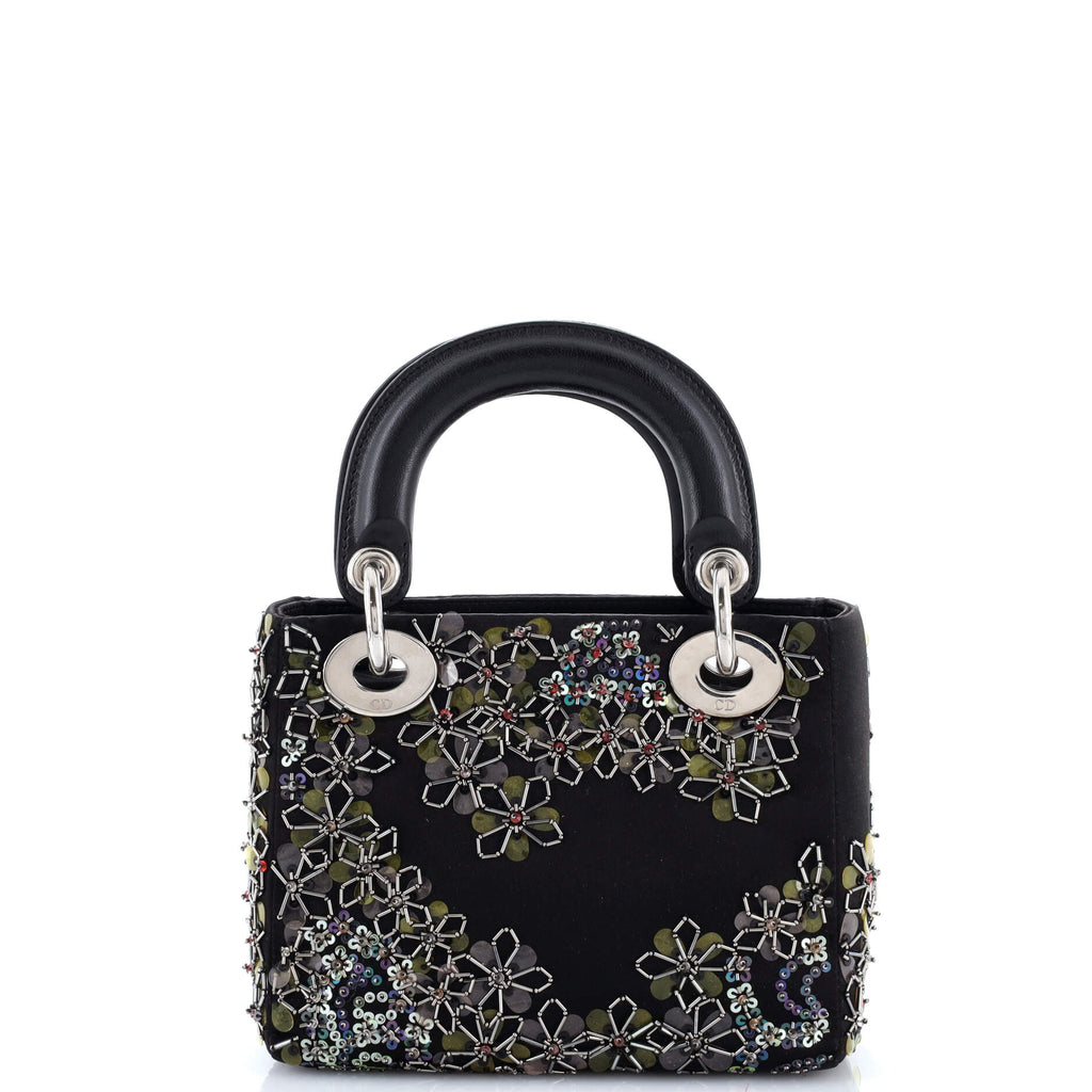 Lady Dior Bag Embellished Satin Mini