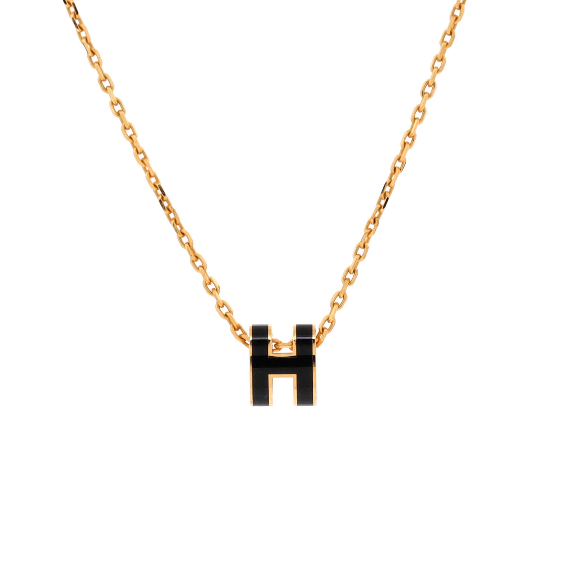 Pop H Pendant Chain Necklace Metal and Enamel Mini