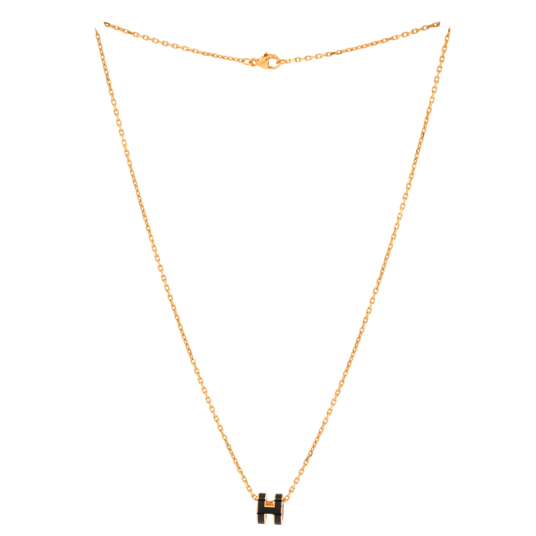 Pop H Pendant Chain Necklace Metal and Enamel Mini