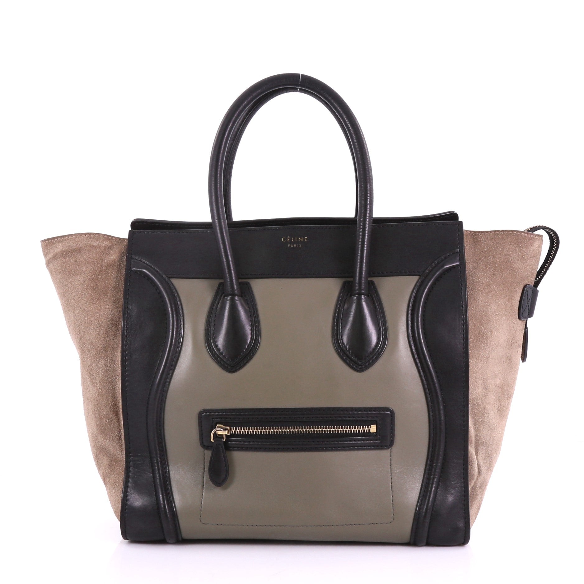 Tricolor Luggage Handbag Leather Mini
