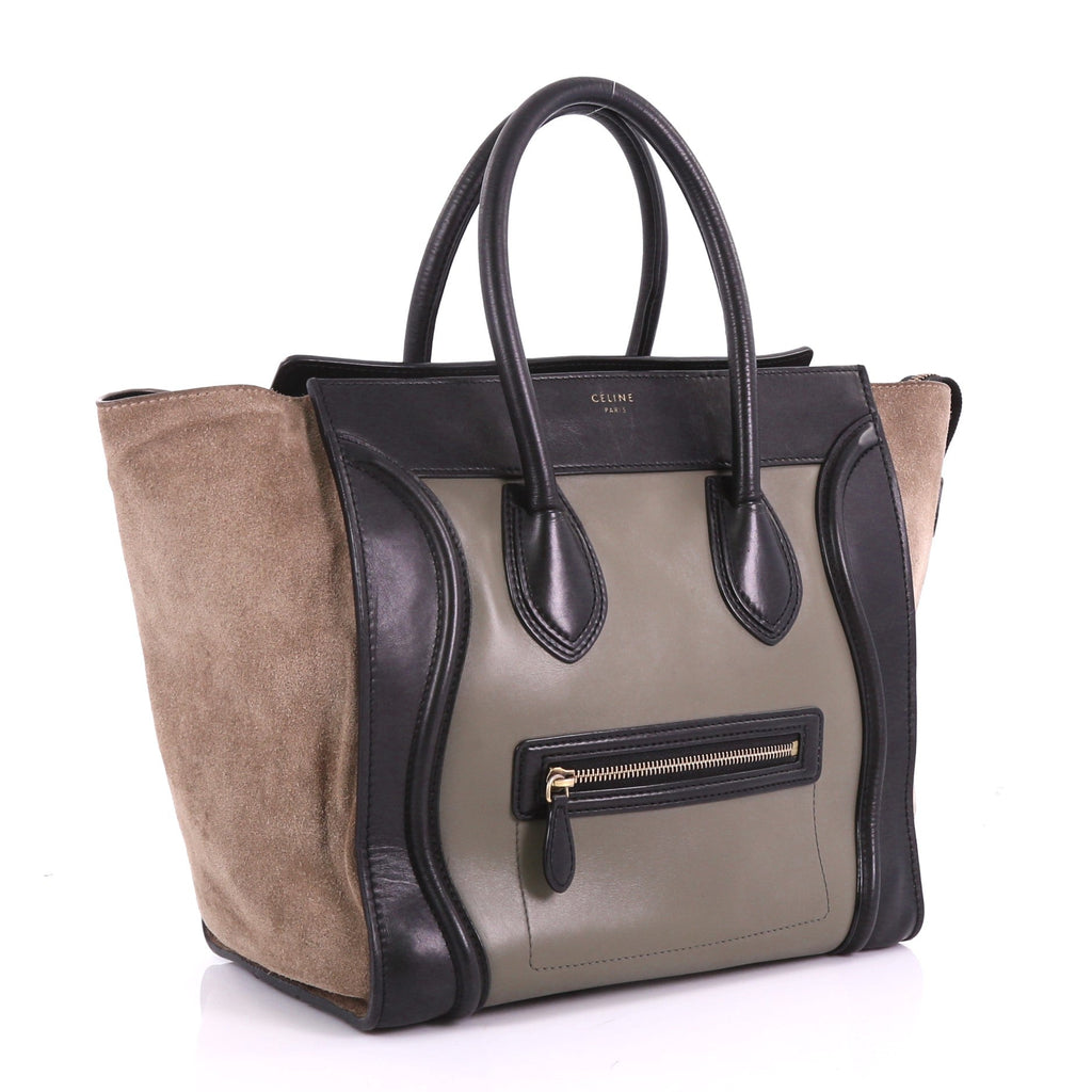 Tricolor Luggage Handbag Leather Mini