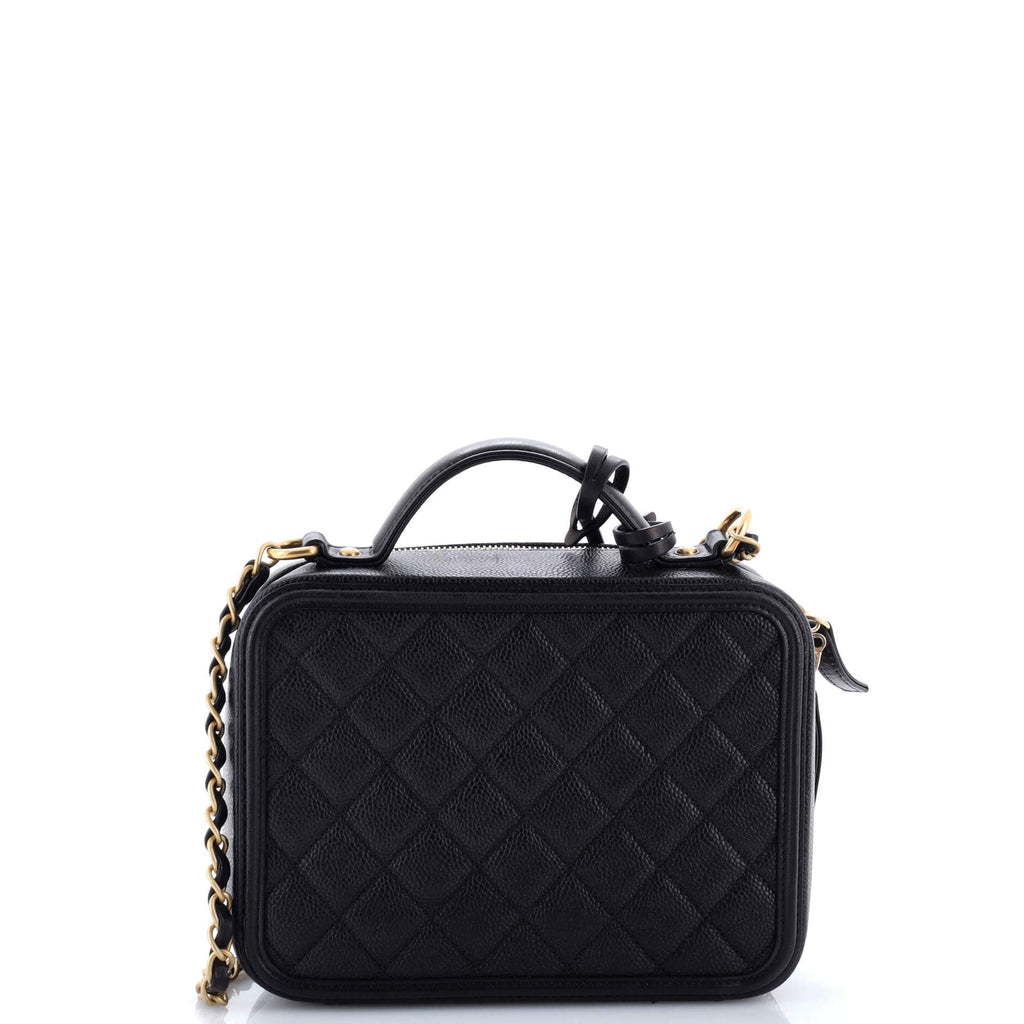 Filigree Vanity Case Quilted Caviar Medium