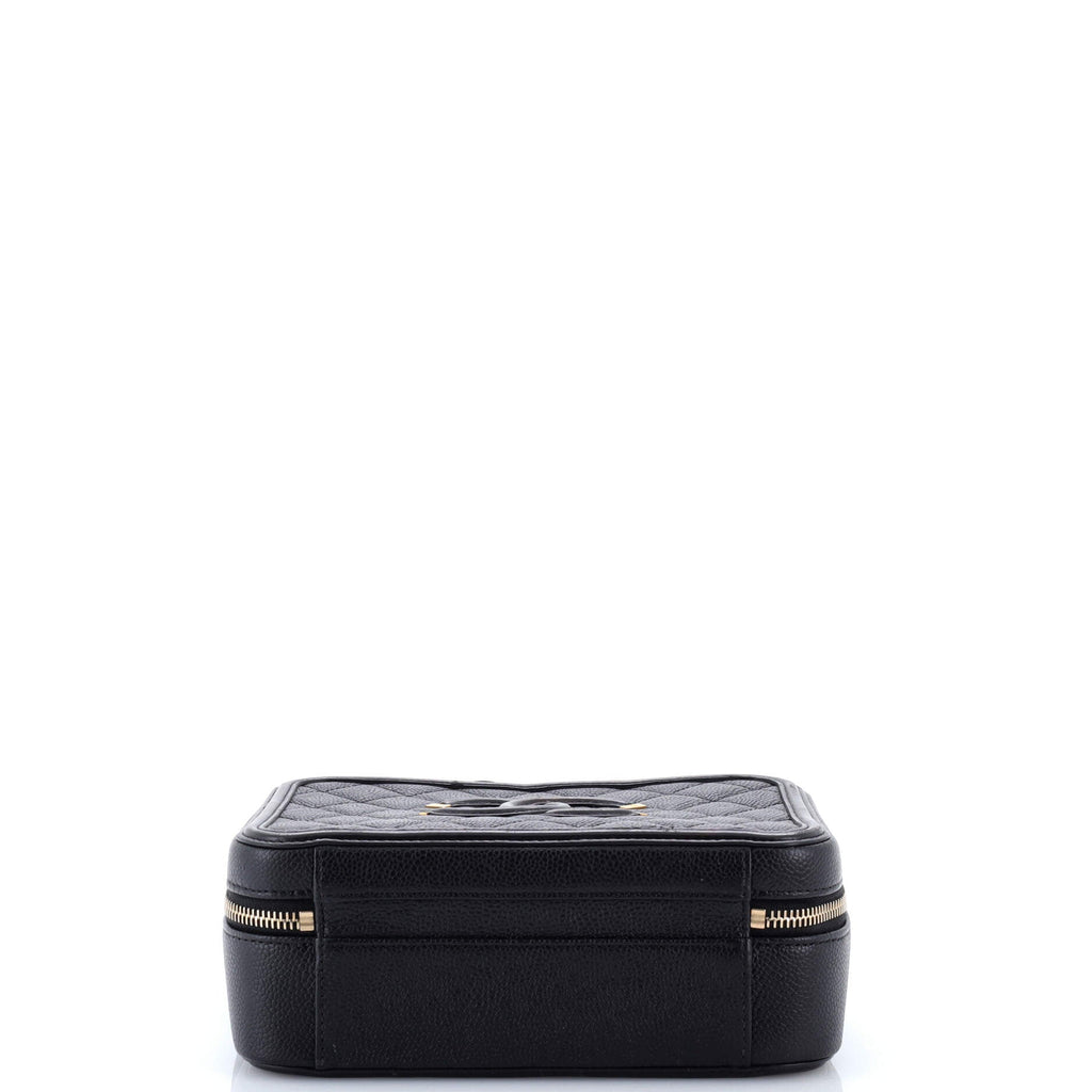 Filigree Vanity Case Quilted Caviar Medium