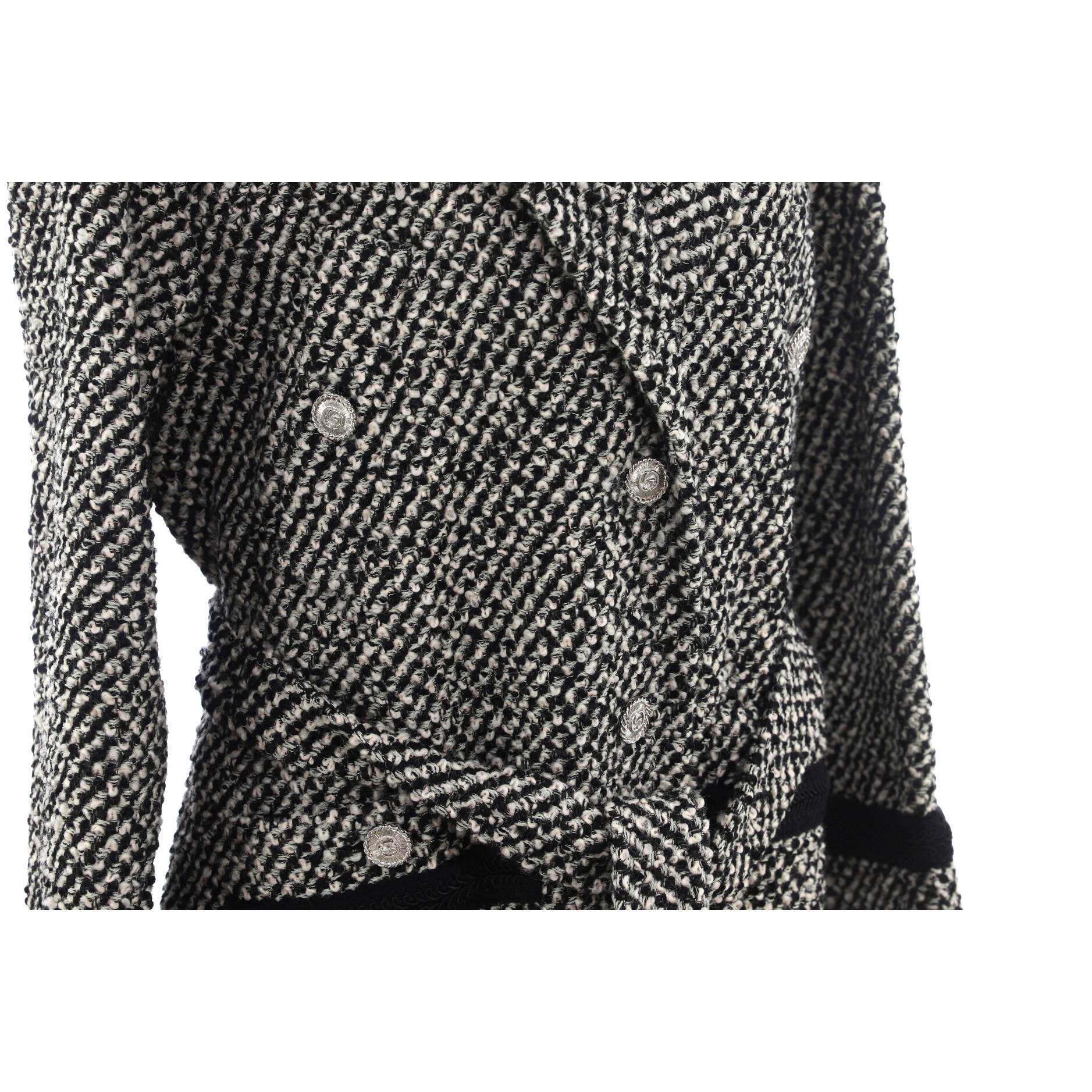 Women's Button Up Belted Long Coat Tweed