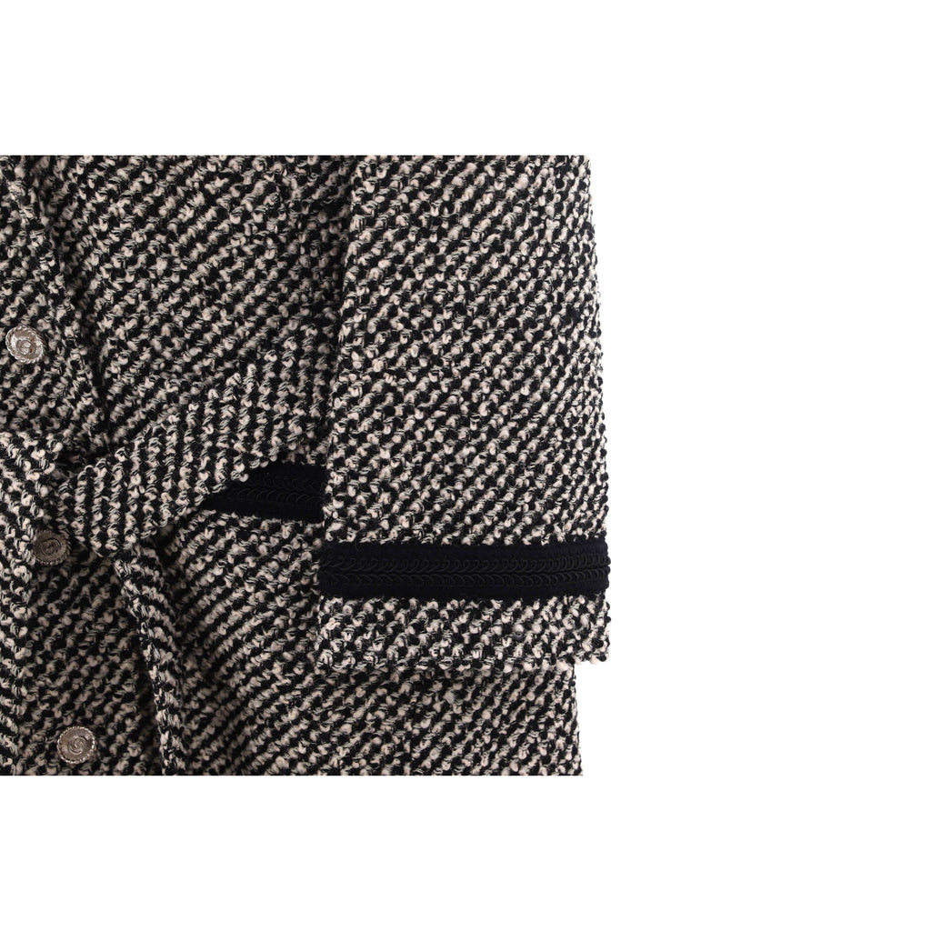 Women's Button Up Belted Long Coat Tweed