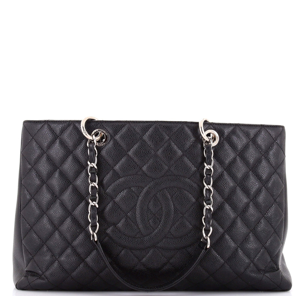 Grand Shopping Tote Quilted Caviar XL