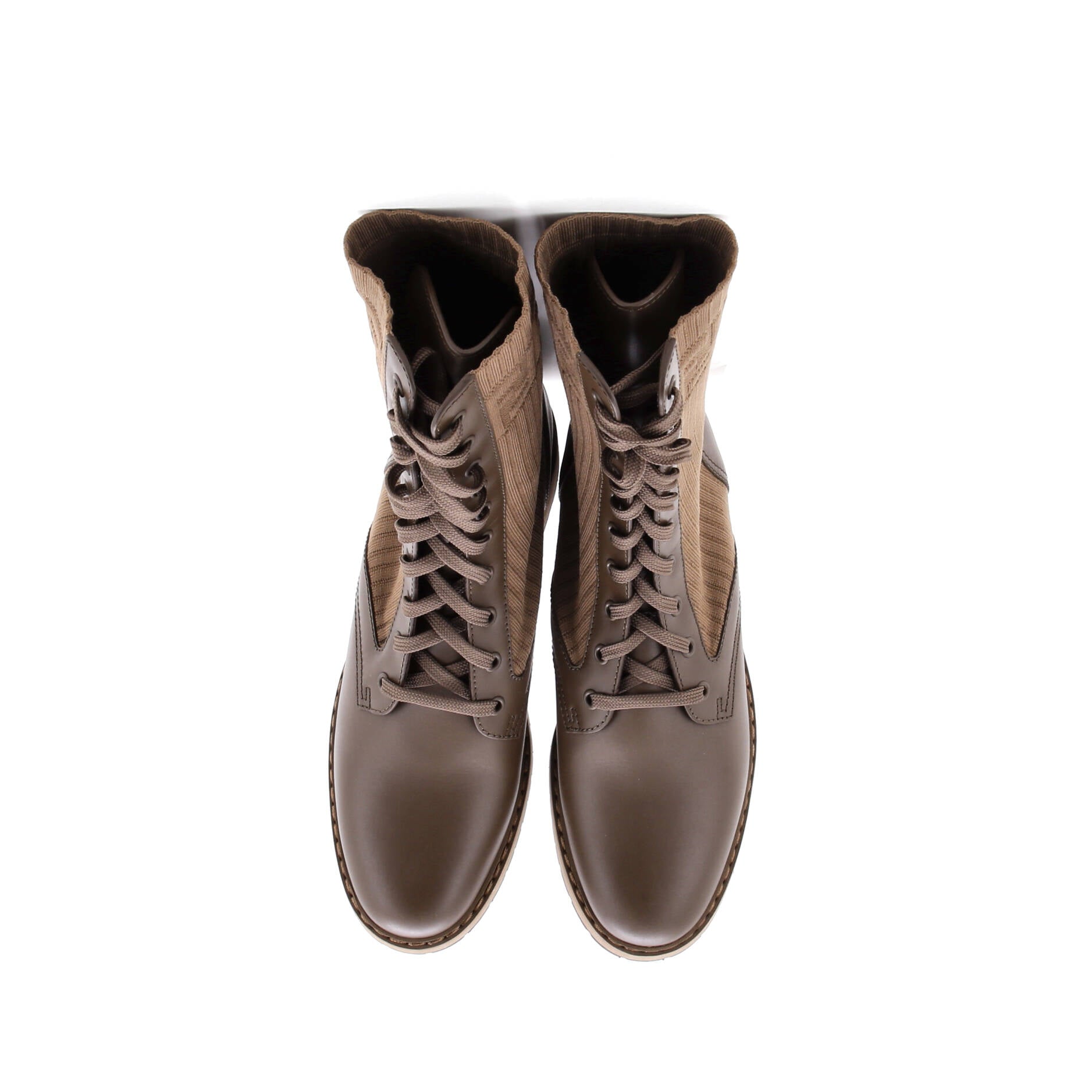 Women's Rockoko Combat Boots Leather with Knit Stretch Fabric and Zucca Trim
