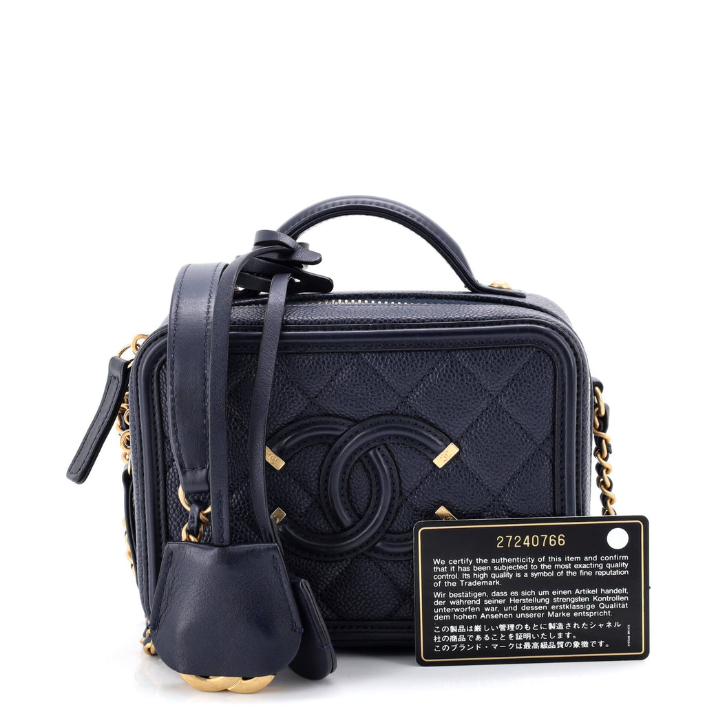 Filigree Vanity Case Quilted Caviar Small