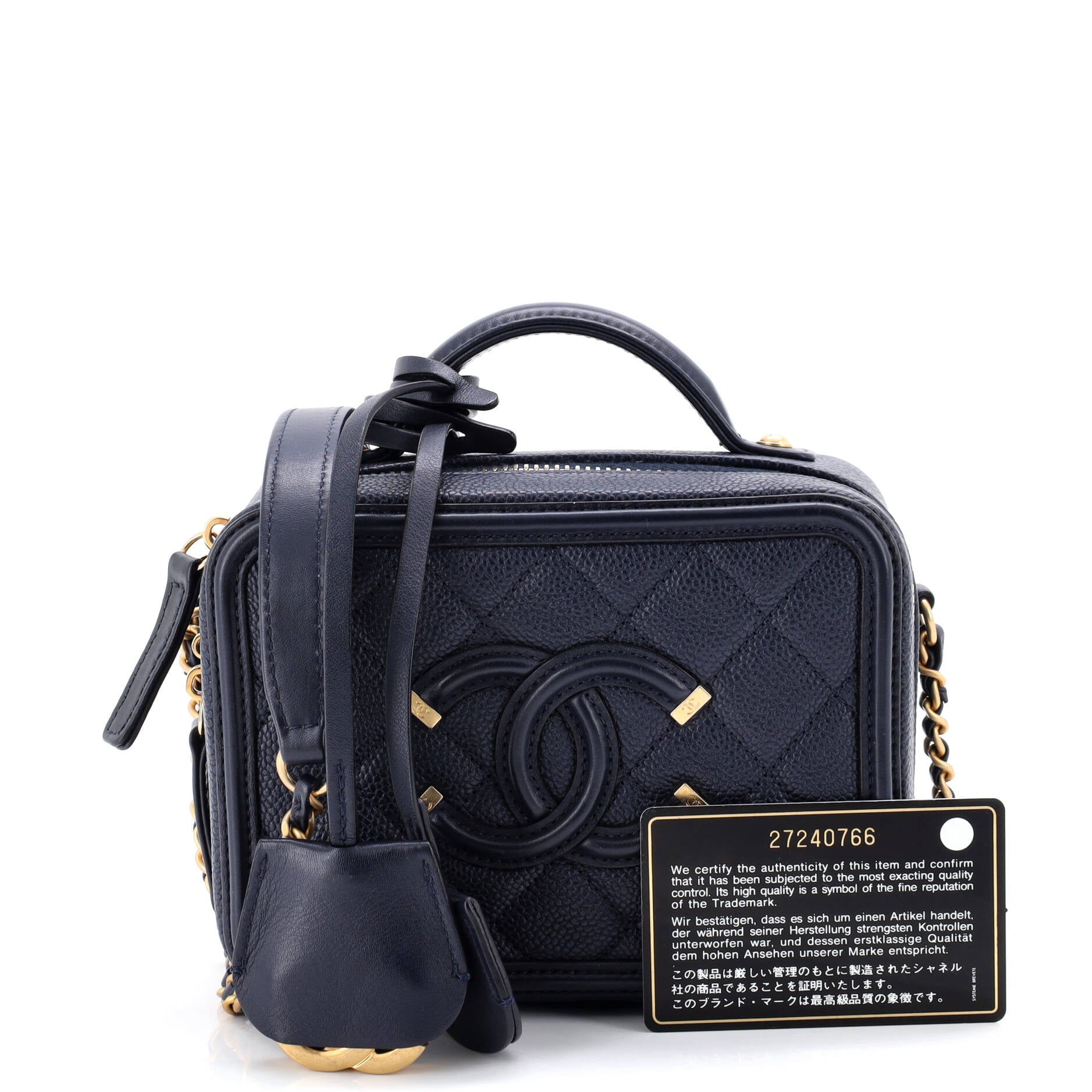 Filigree Vanity Case Quilted Caviar Small