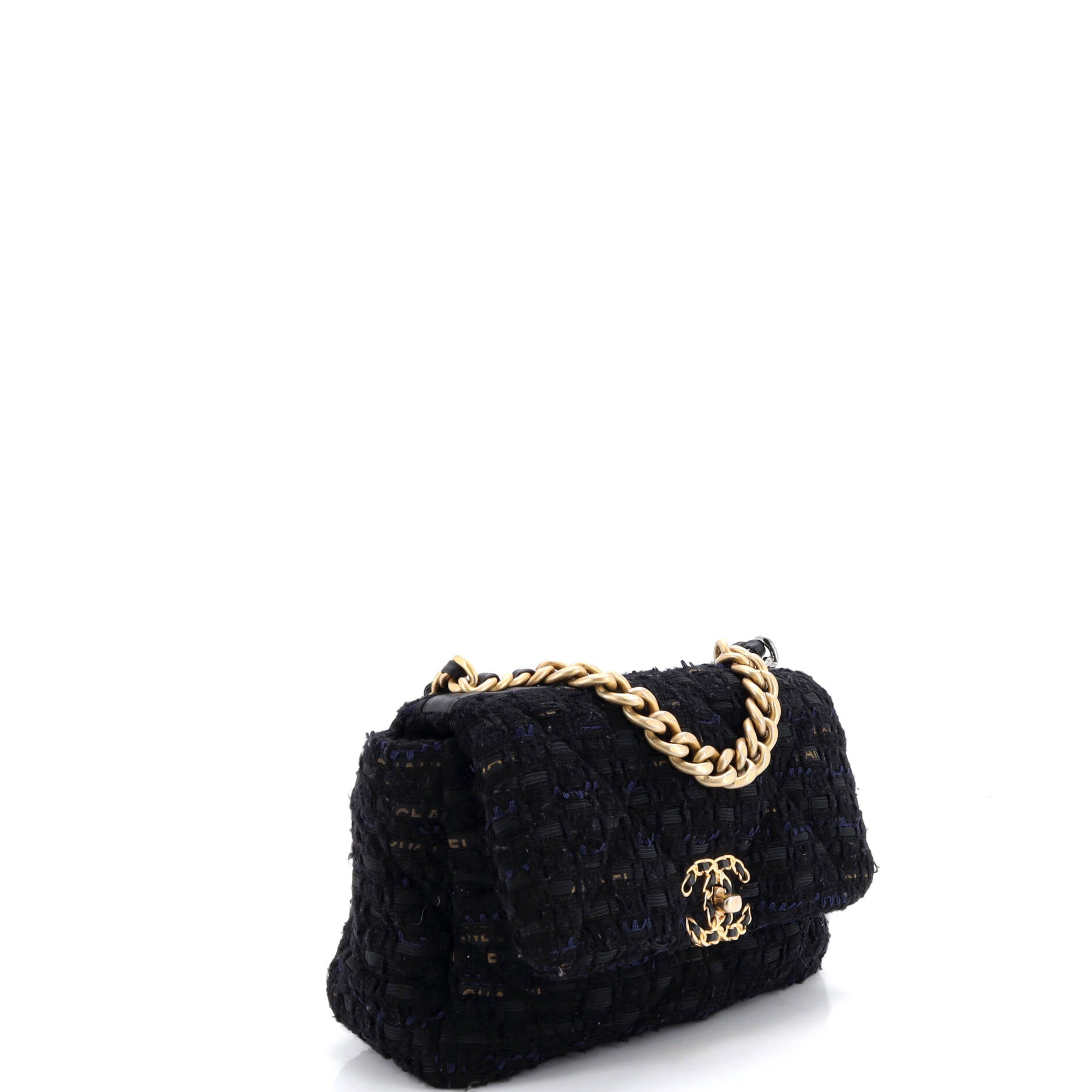 19 Flap Bag Quilted Tweed and Ribbon Medium